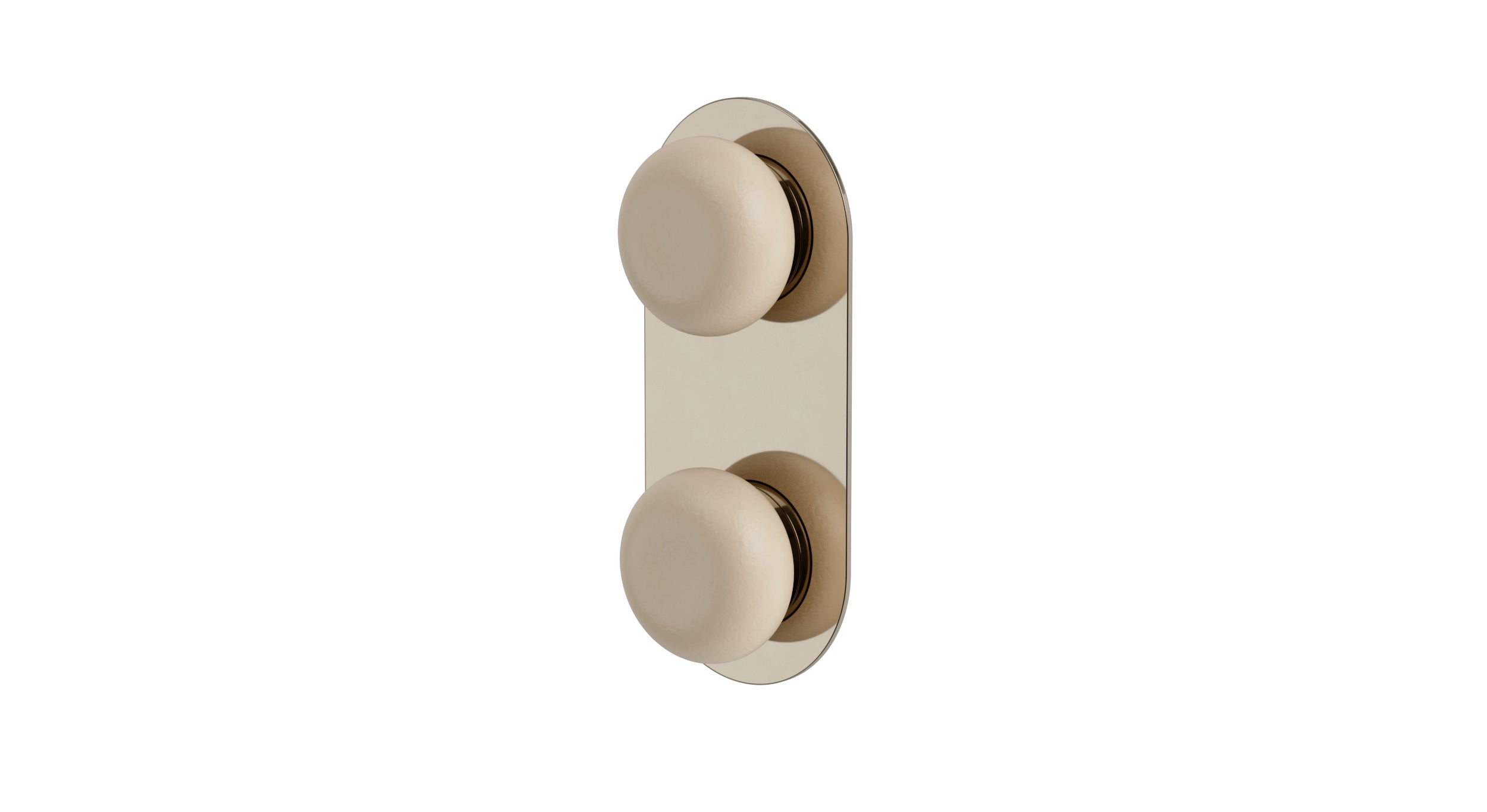 Foundry Two Handle Wall Mount Shower Trim with Pebble Ceramic Knob Handles in Polished Nickel