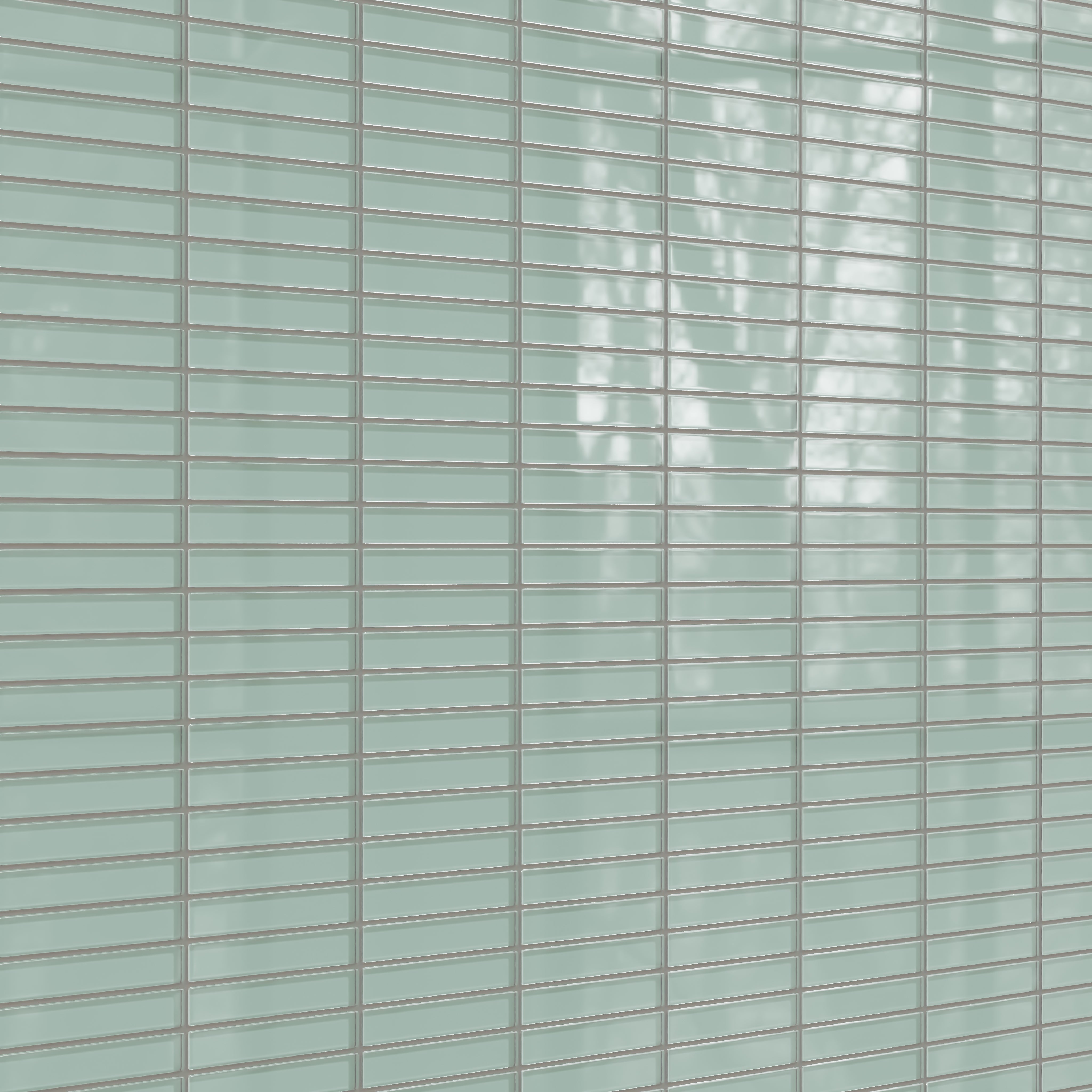 1x6 Straight Set Sheeted Glass Mosaic Tile in Kingfisher Gloss
