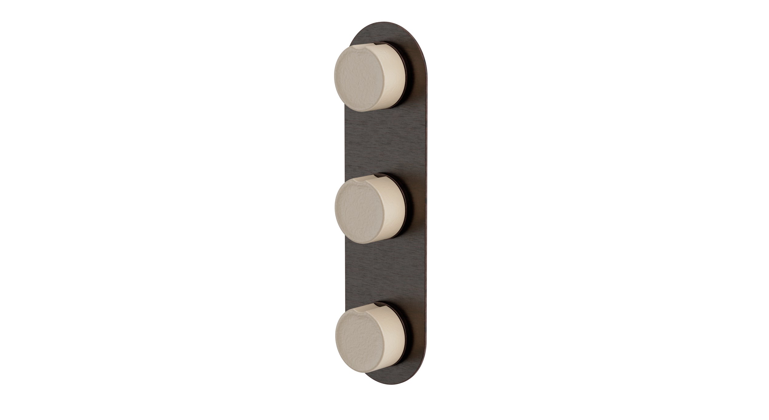 Foundry Three Handle Wall Mount Shower Trim with Groove Ceramic Knob Handles in Antique Bronze