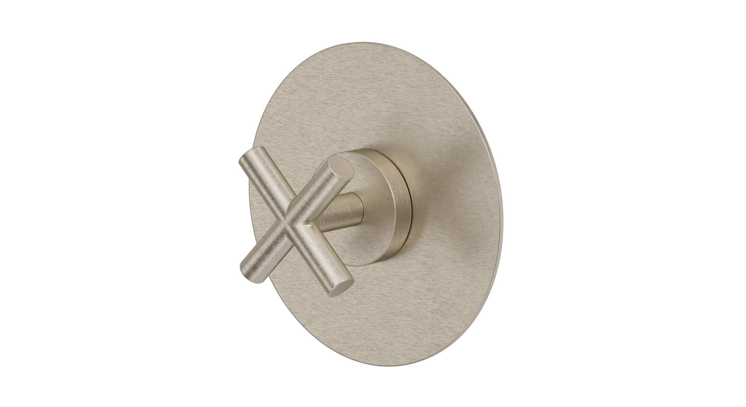 Contour One Handle Wall Mount Shower Trim with Soft Cross Handle in Satin Nickel