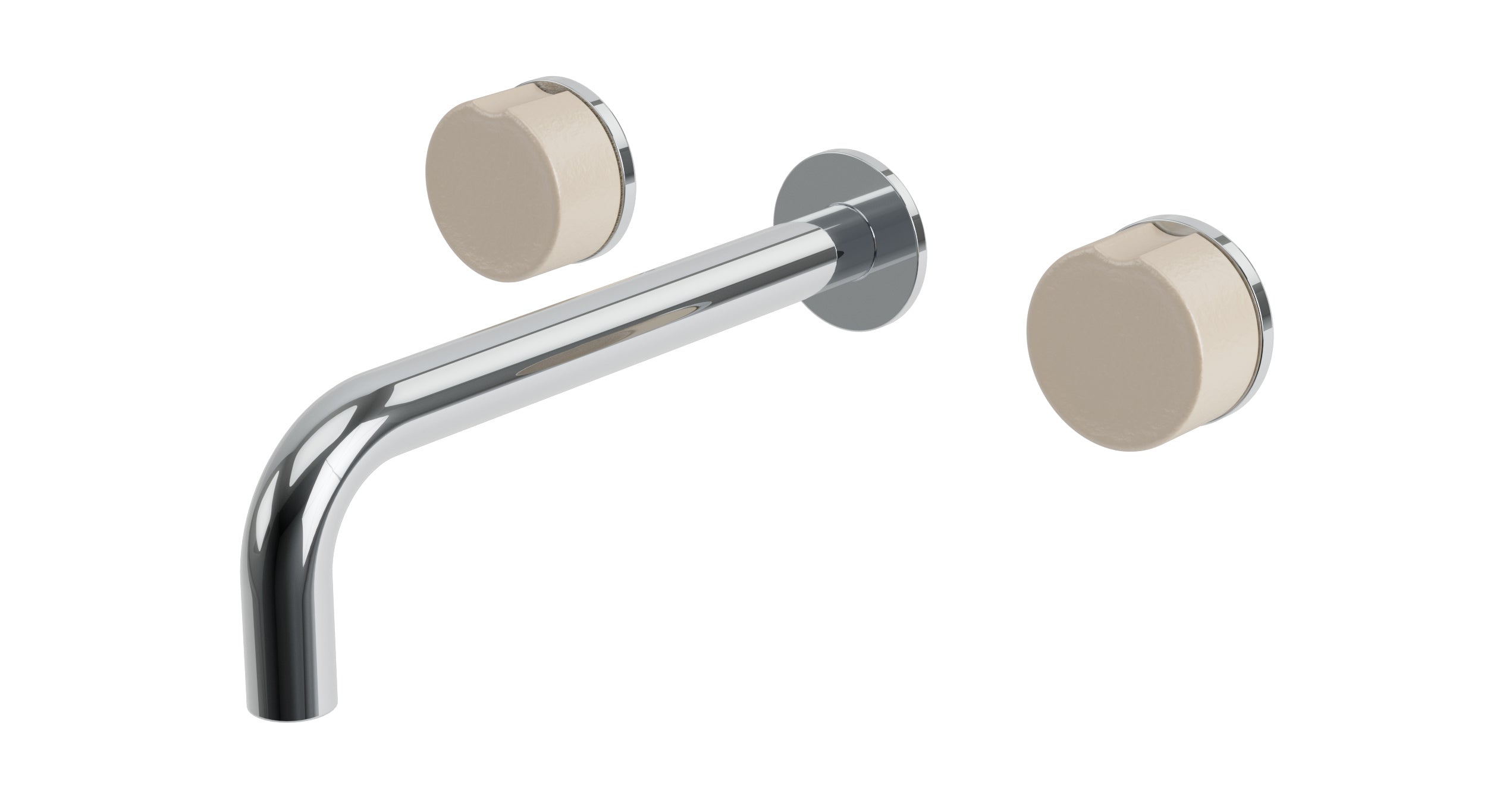 Foundry Two Handle Wall Mount 7.5" Lavatory Faucet with Groove Ceramic Knob Handles in Polished Chrome