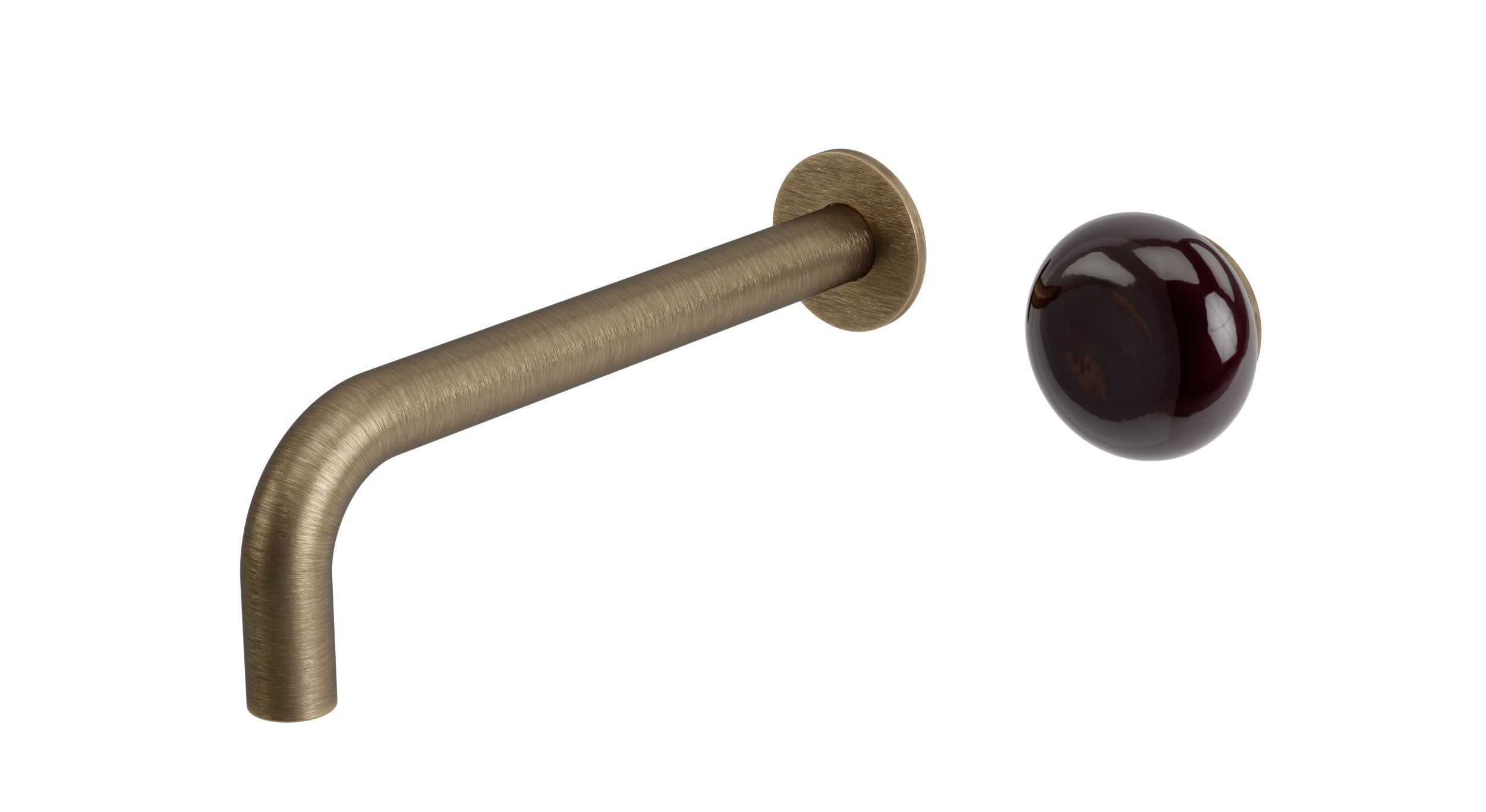 Foundry One Handle Wall Mount 7.5" Lavatory Faucet with Pebble Ceramic Knob Handle in Antique Brass