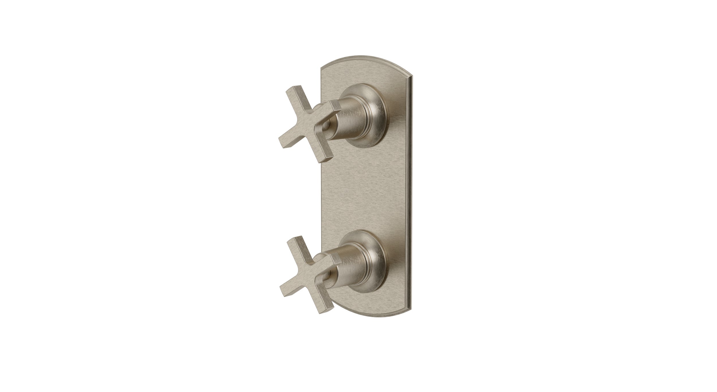 Emerson Two Handle Wall Mount Shower Trim with Classic Cross Handles in Satin Nickel