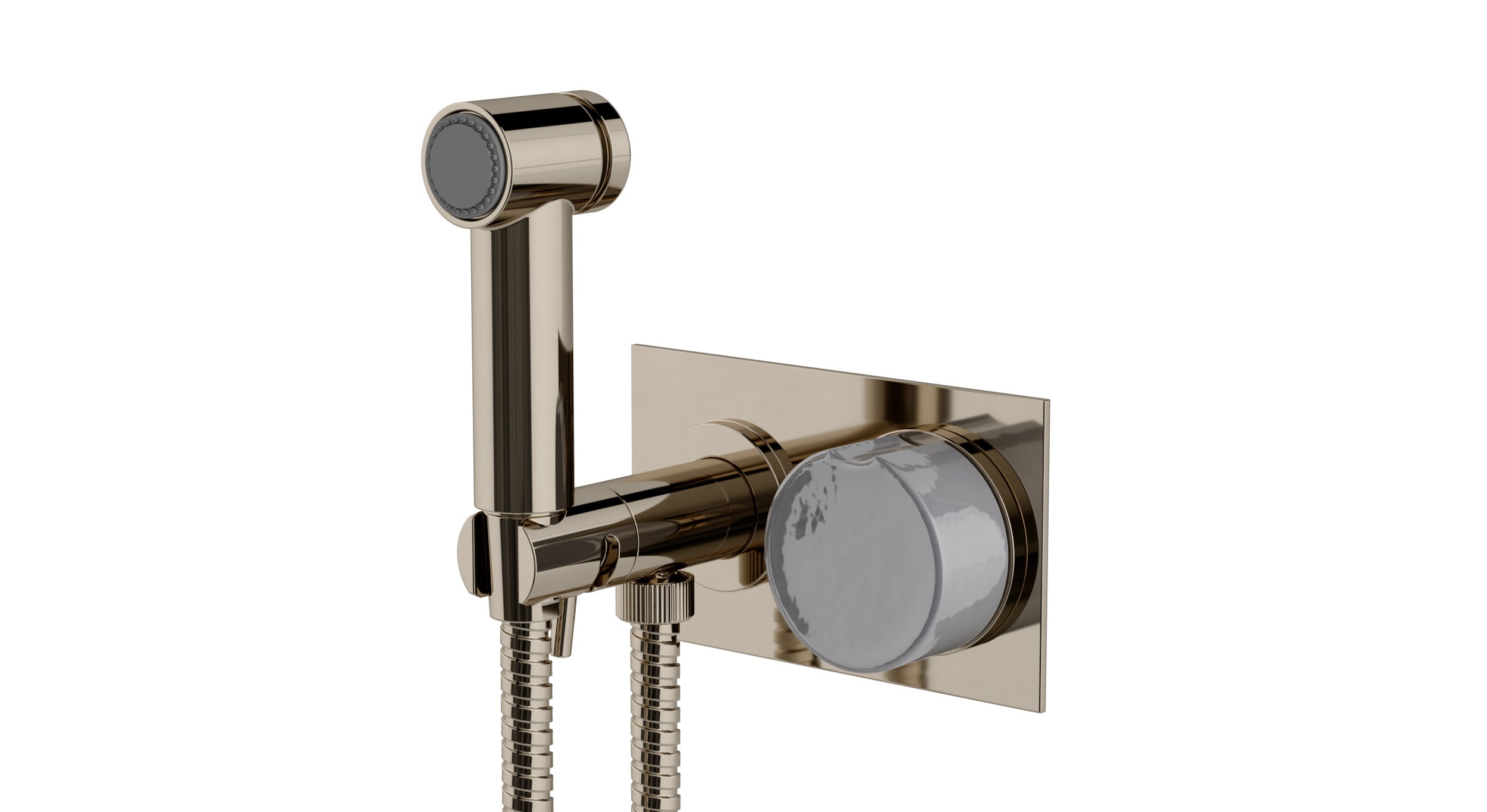 Foundry One Handle Wall Mount Bidet Trim with Groove Ceramic Knob Handle in Polished Nickel