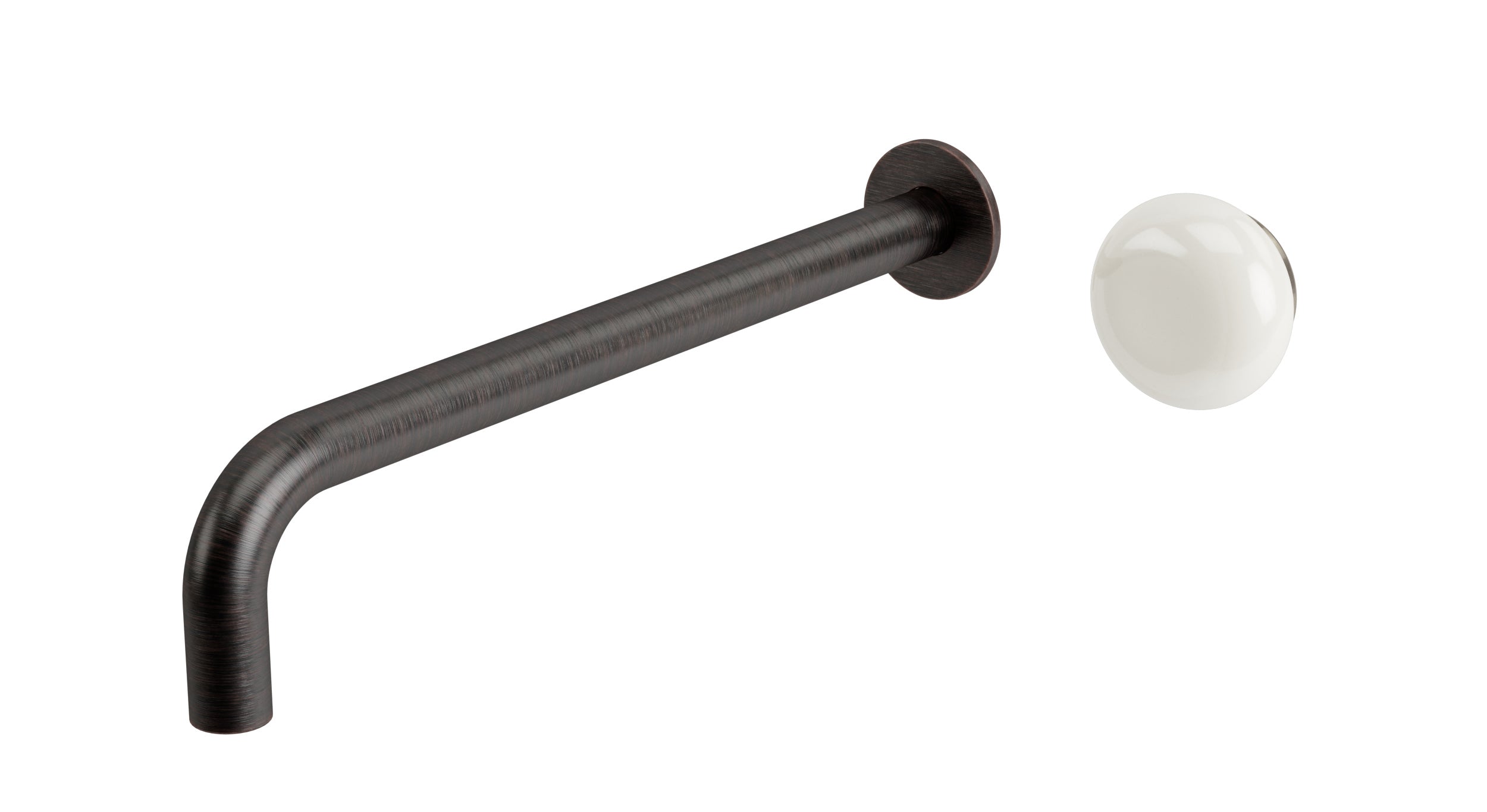 Foundry One Handle Wall Mount 12" Lavatory Faucet with Pebble Ceramic Knob Handle in Antique Bronze