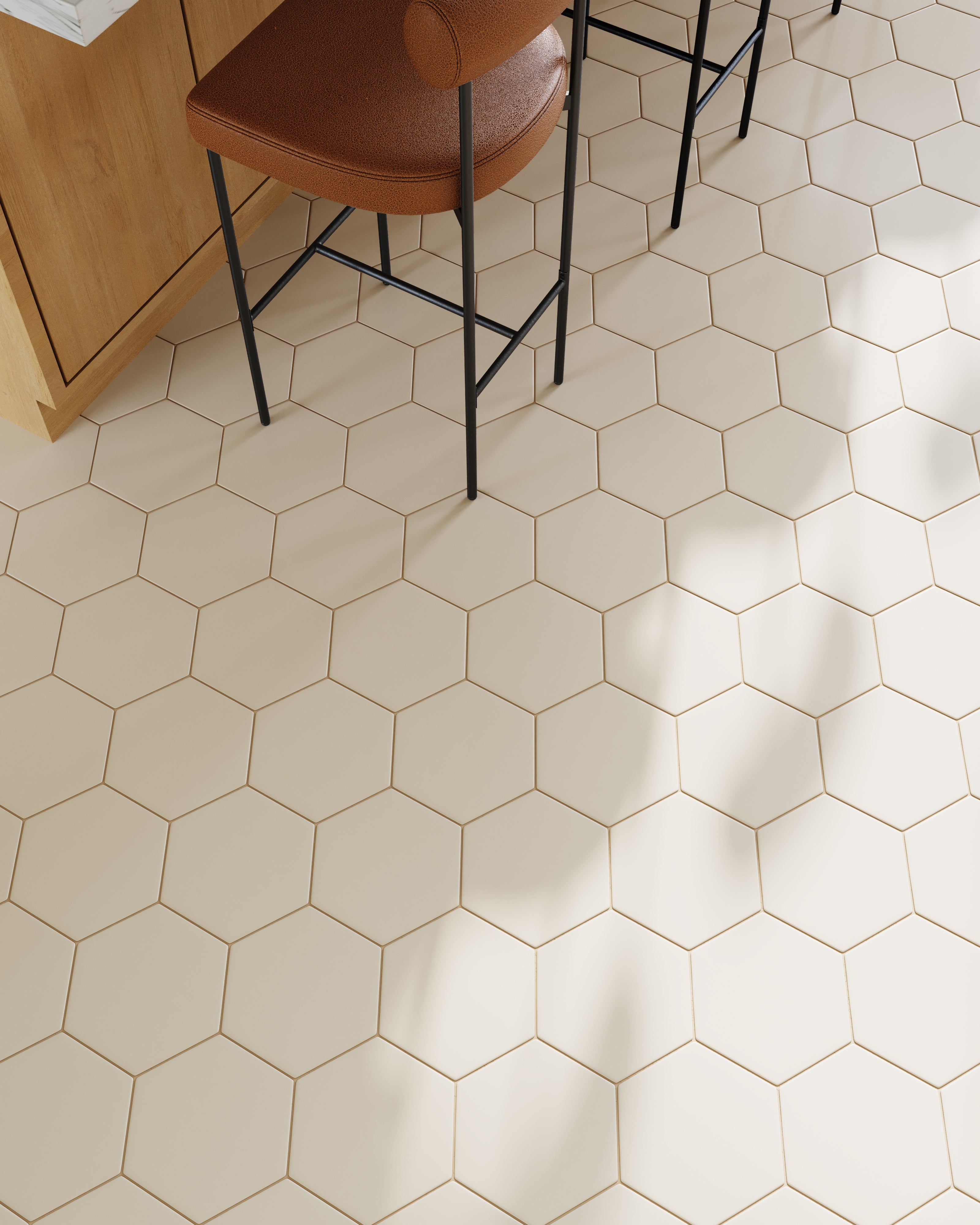 8" Hexagon Original Ceramic Tile in Ivory Matte