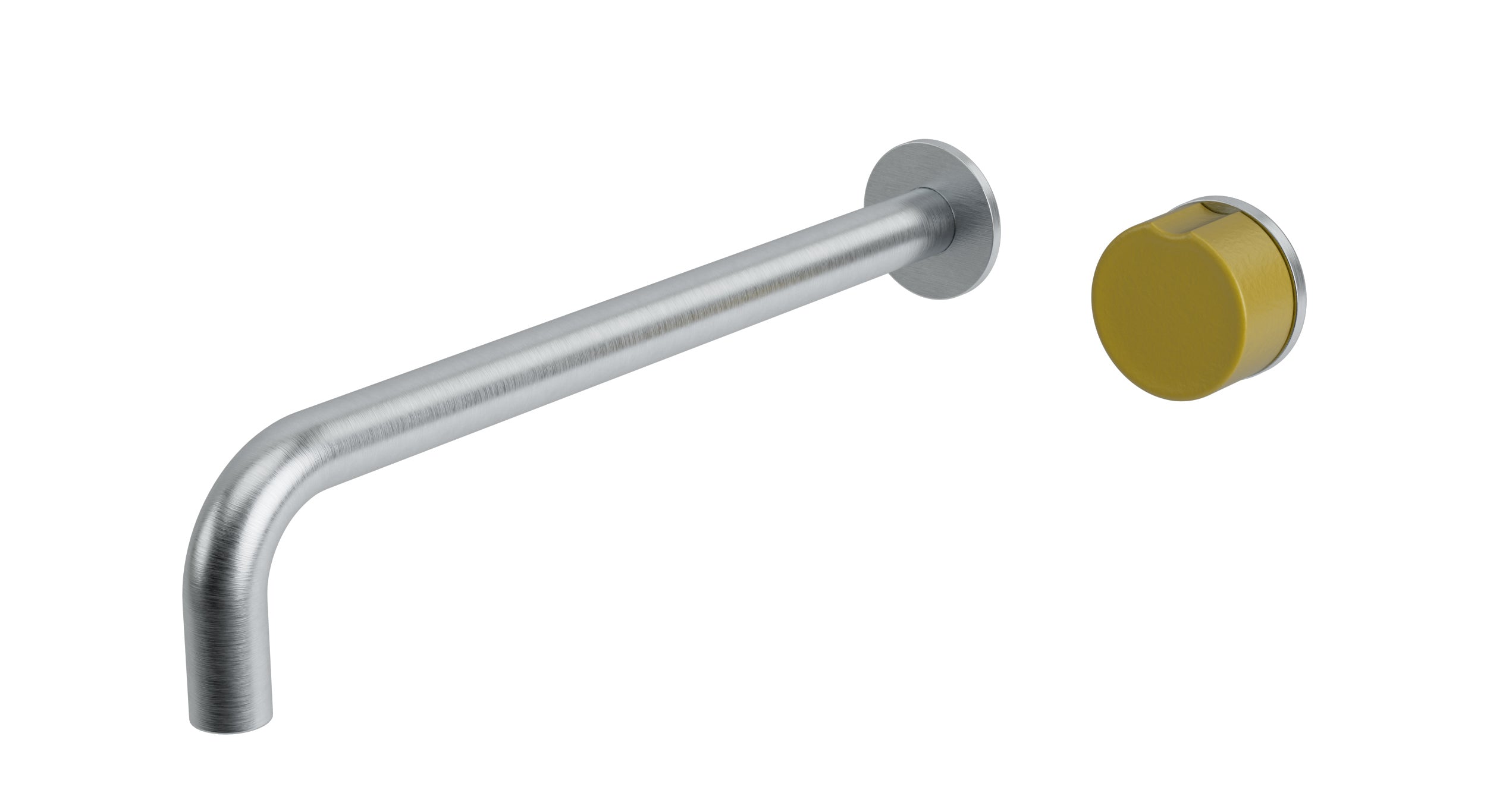 Foundry One Handle Wall Mount 12" Lavatory Faucet with Pebble Ceramic Knob Handle in Satin Chrome