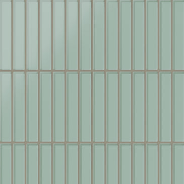 1x6 Straight Set Sheeted Glass Mosaic Tile in Kingfisher Matte