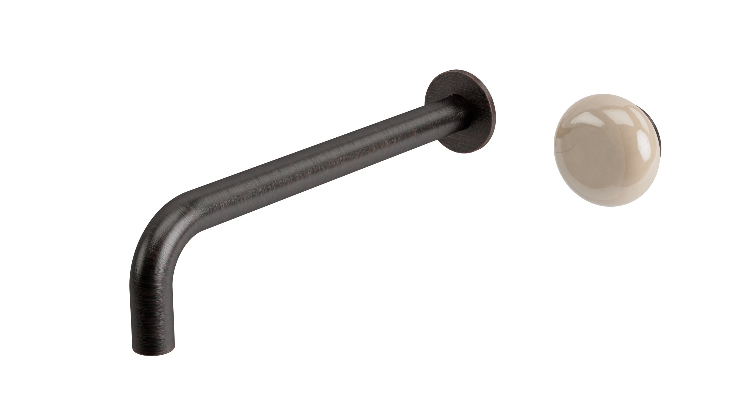 Foundry One Handle Wall Mount 10" Lavatory Faucet with Pebble Ceramic Knob Handle in Antique Bronze
