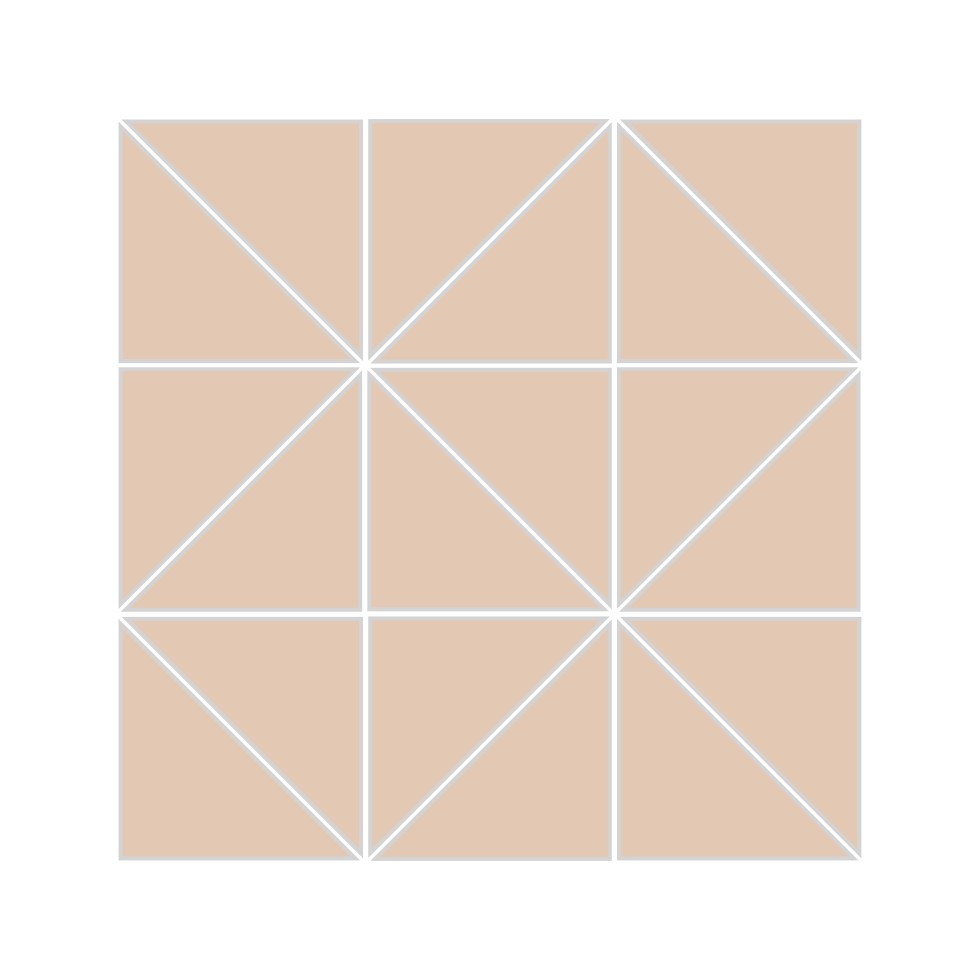3" Triangle Sheeted - Quadrant Original Ceramic Mosaic Tile in Tumbleweed Gloss