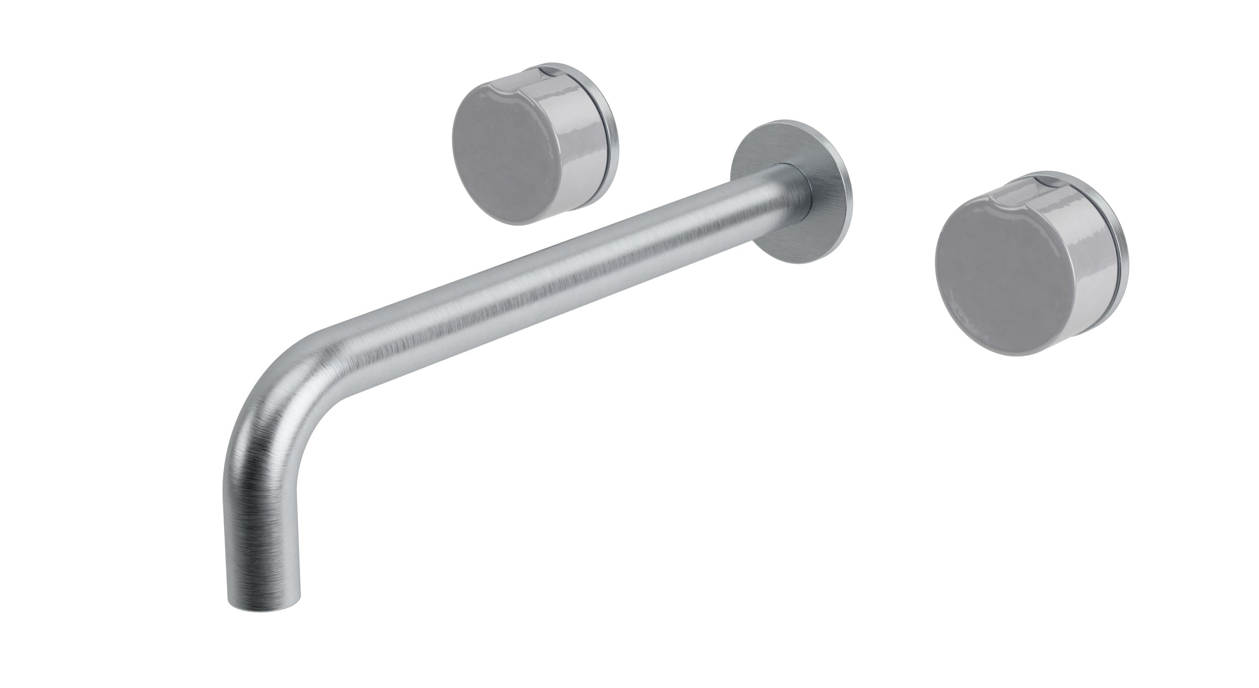 Foundry Two Handle Wall Mount 10" Lavatory Faucet with Groove Ceramic Knob Handles in Satin Chrome