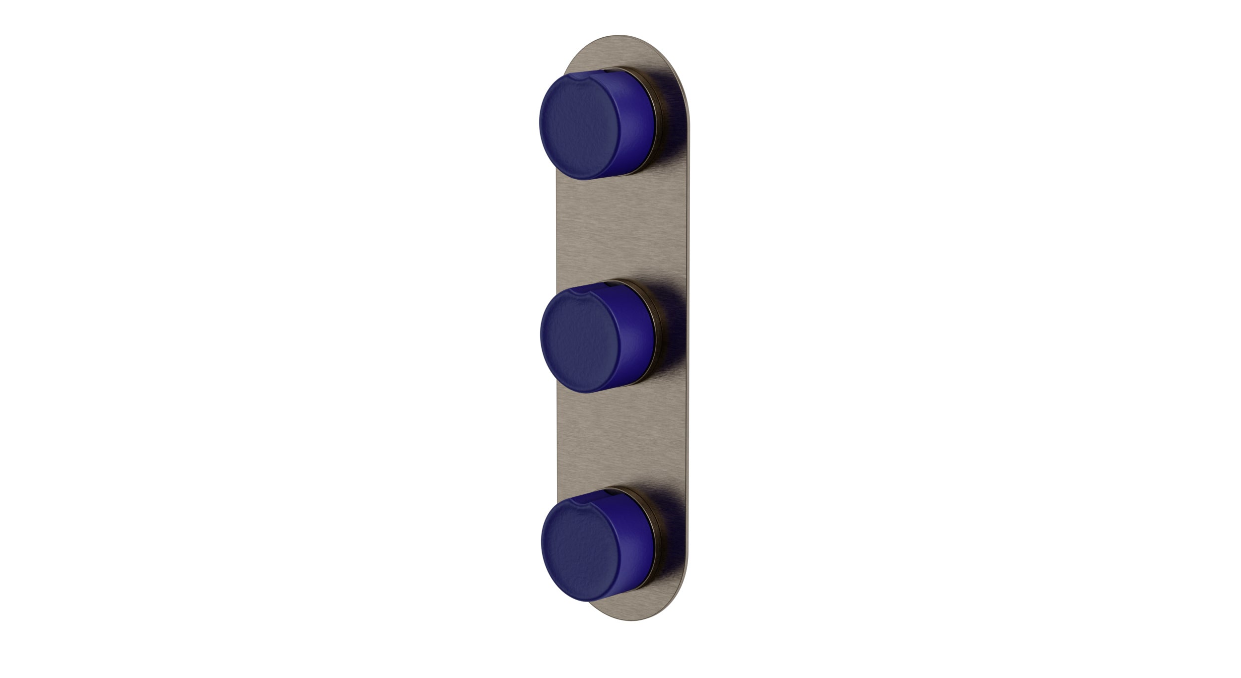 Foundry Three Handle Wall Mount Shower Trim with Groove Ceramic Knob Handles in Antique Nickel