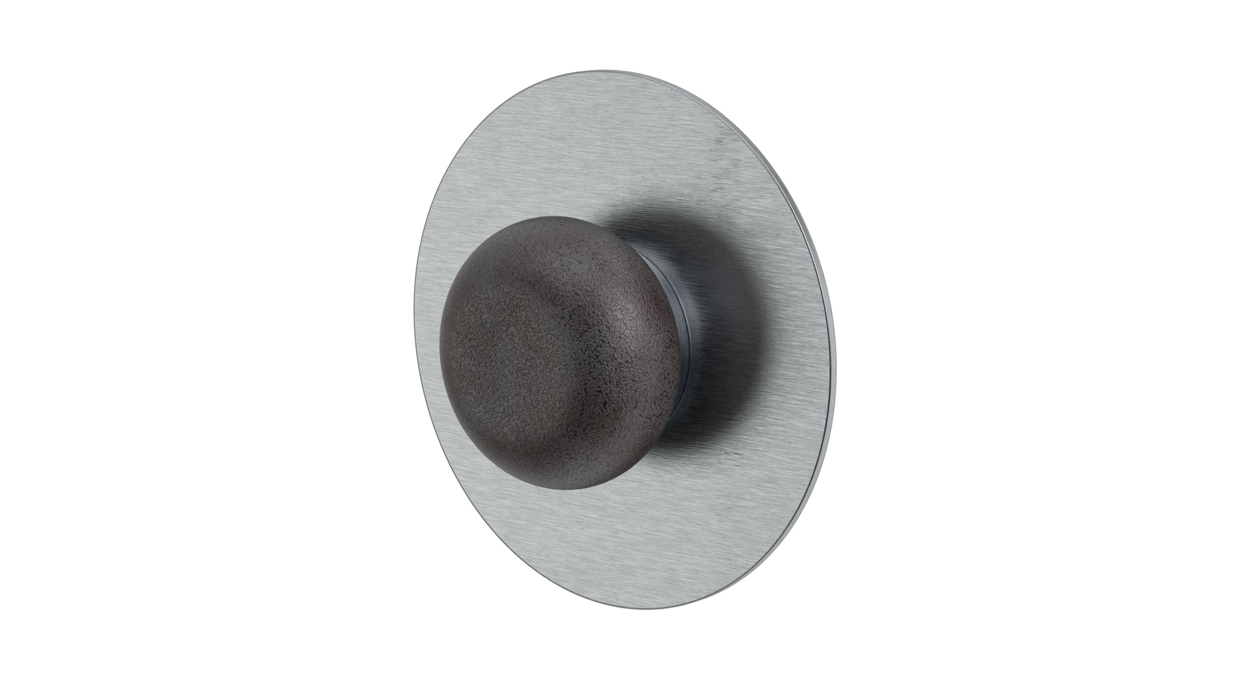 Foundry One Handle Wall Mount Shower Trim with Pebble Ceramic Knob Handle in Satin Chrome