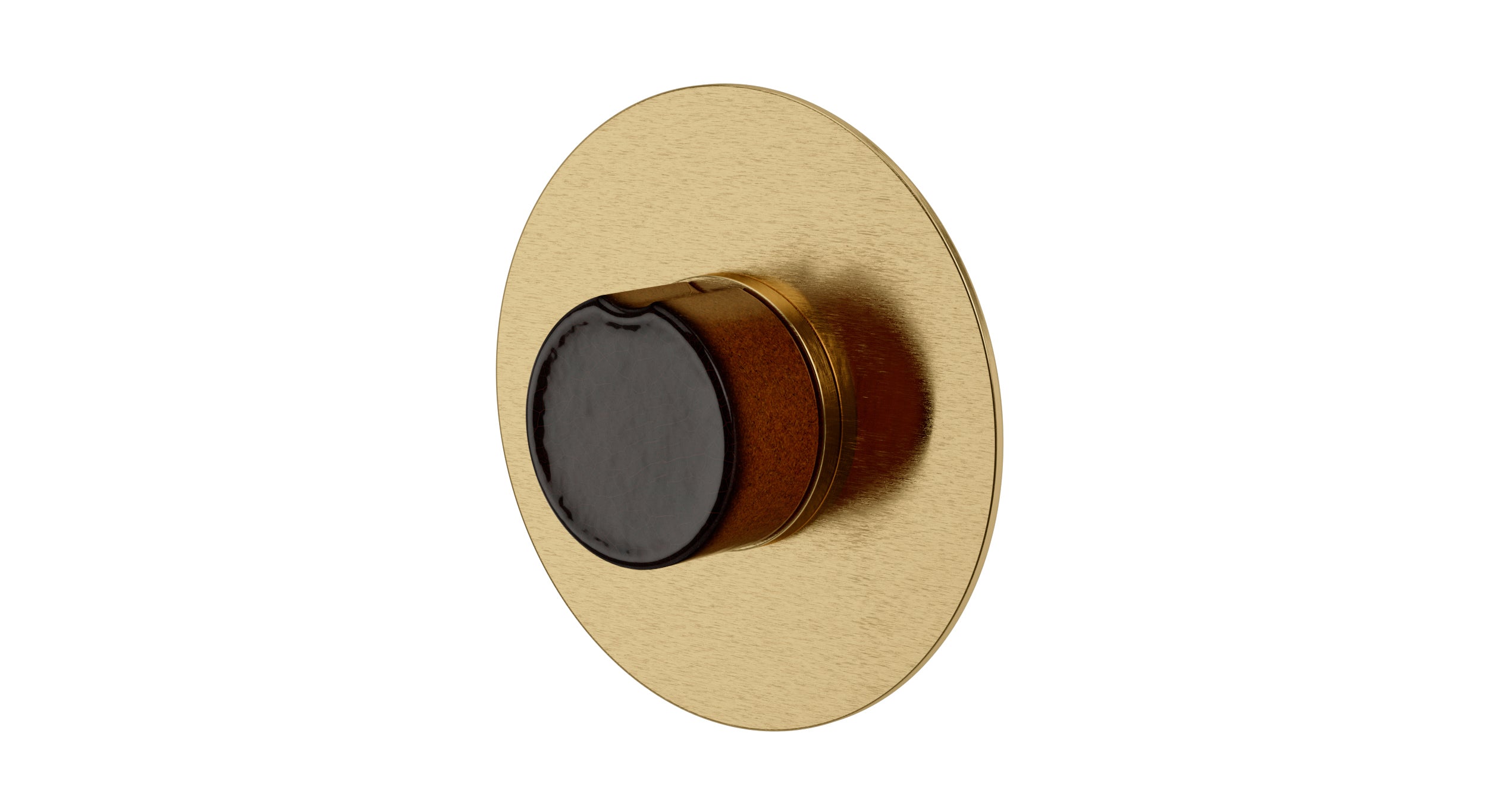 Foundry One Handle Wall Mount Shower Trim with Groove Ceramic Knob Handle in Satin Brass