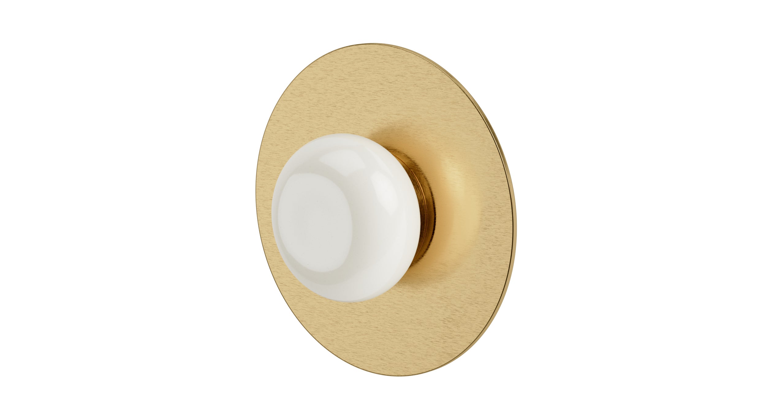 Foundry One Handle Wall Mount Shower Trim with Pebble Ceramic Knob Handle in Satin Brass