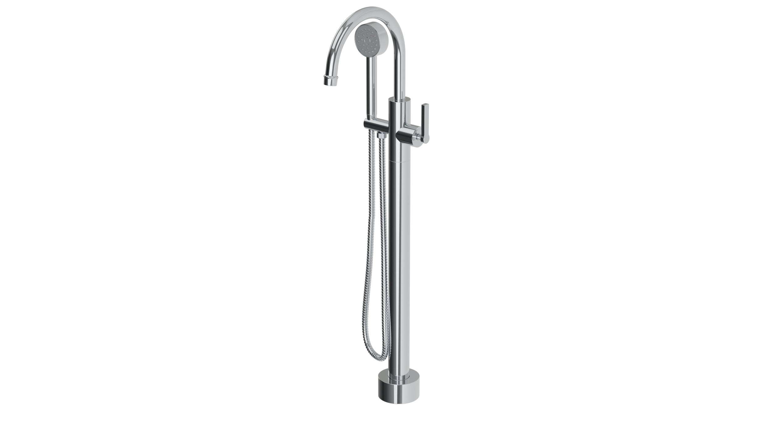 Emerson One Handle Floor Mount Gooseneck Bath Trim with Hand Shower and Classic Lever Handle