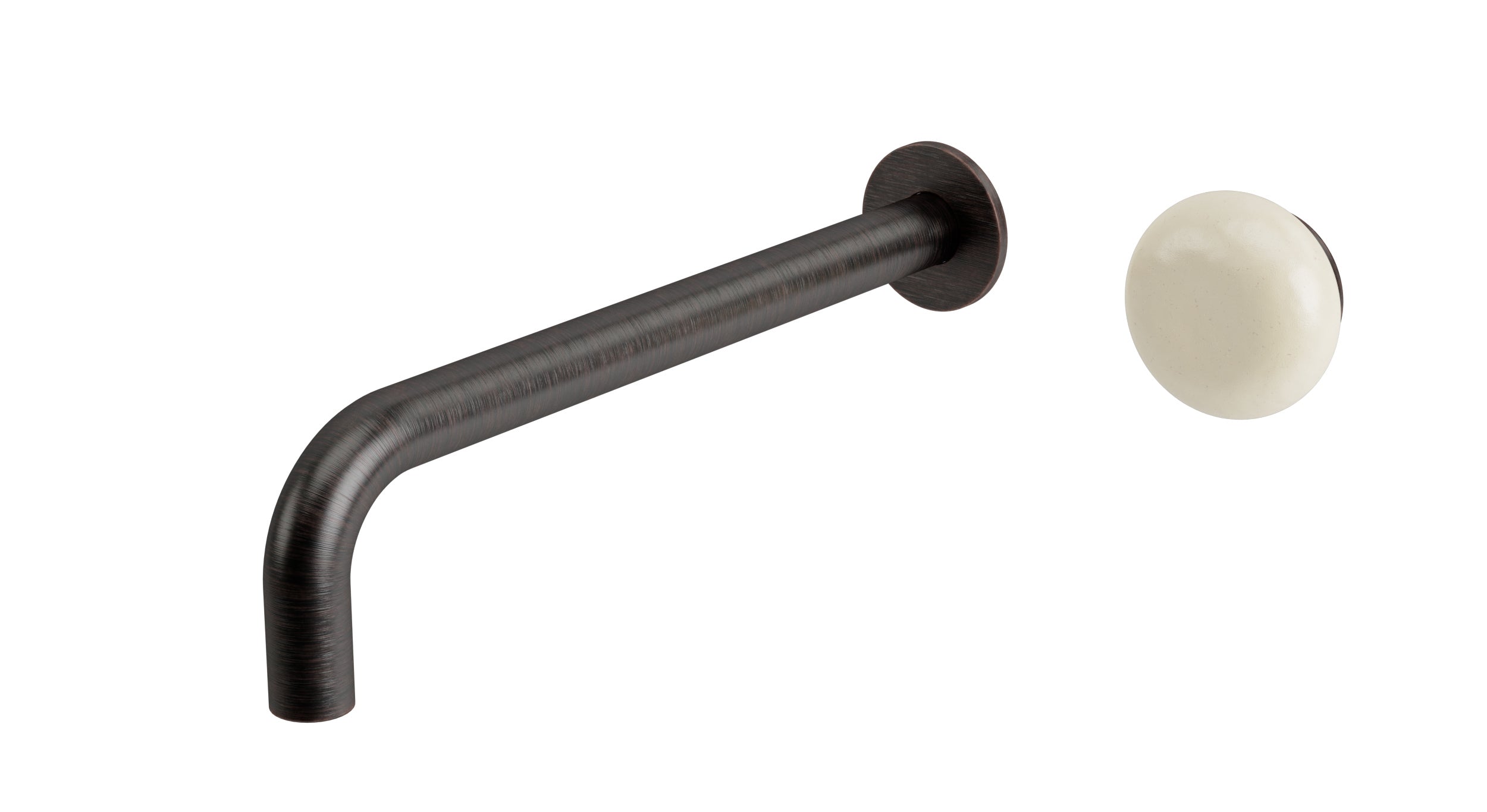 Foundry One Handle Wall Mount 10" Lavatory Faucet with Pebble Ceramic Knob Handle in Antique Bronze