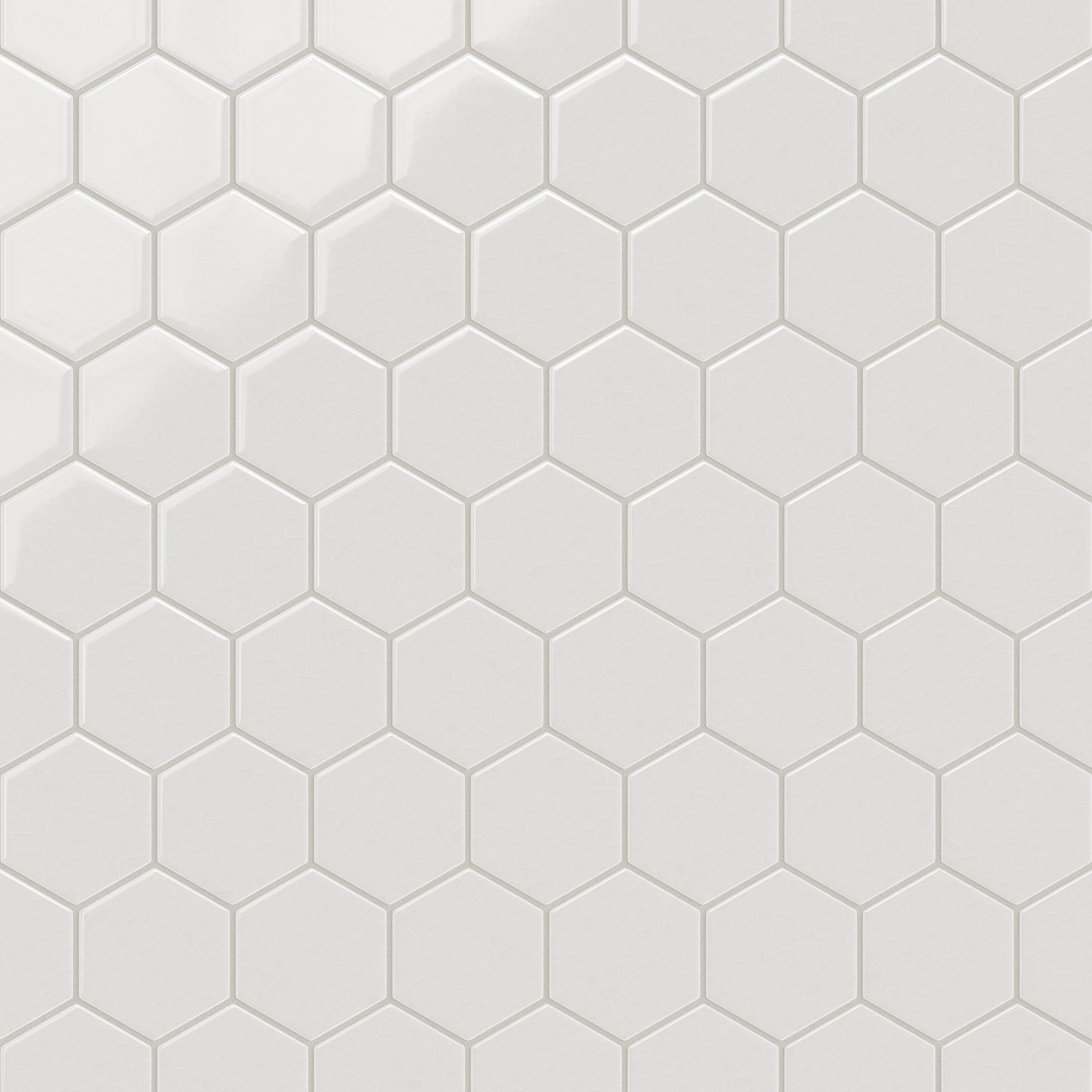 4" Hexagon Original Ceramic Tile in Frost Gloss