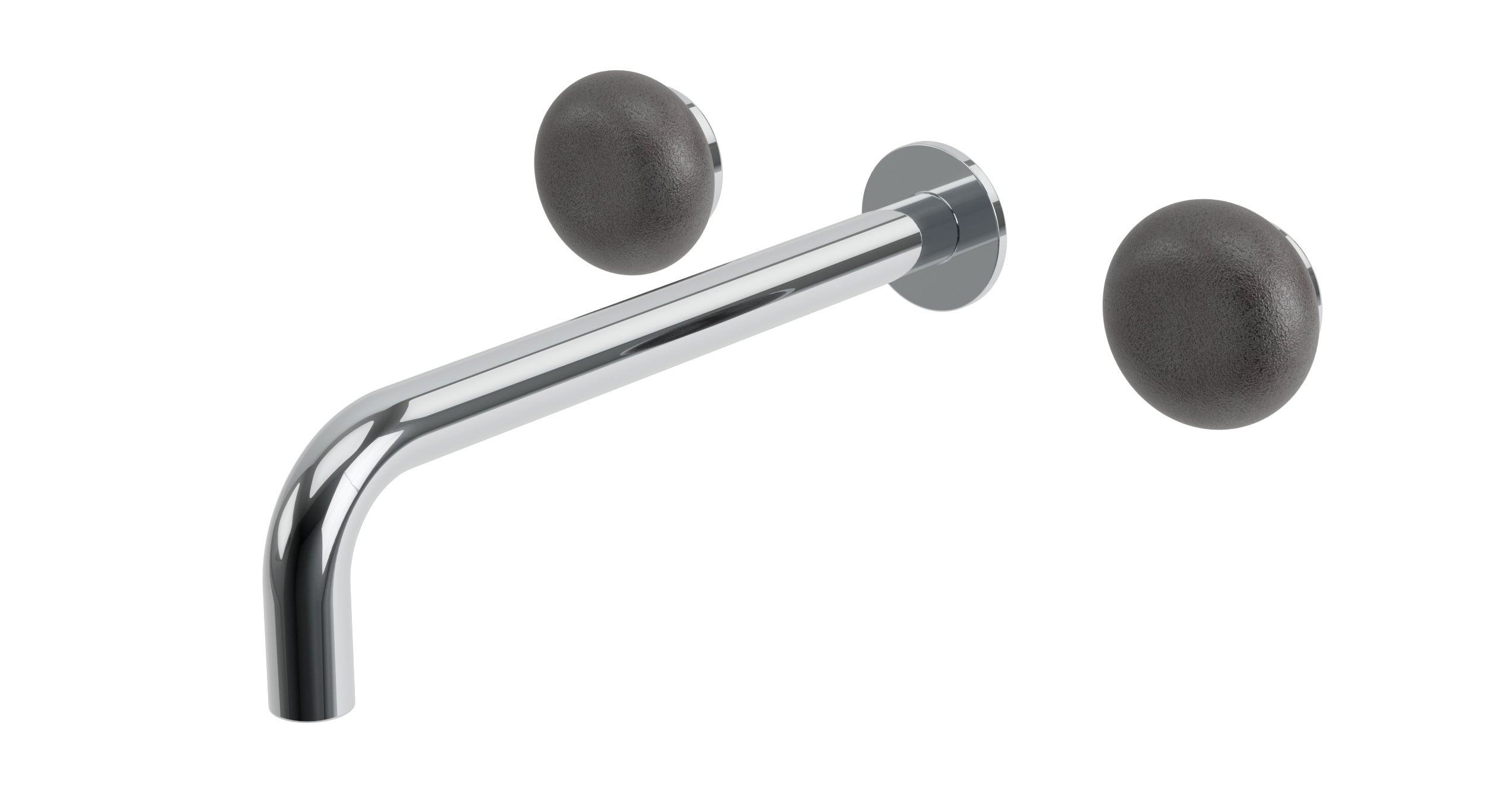 Foundry Two Handle Wall Mount 10" Lavatory Faucet with Pebble Ceramic Knob Handles in Polished Chrome