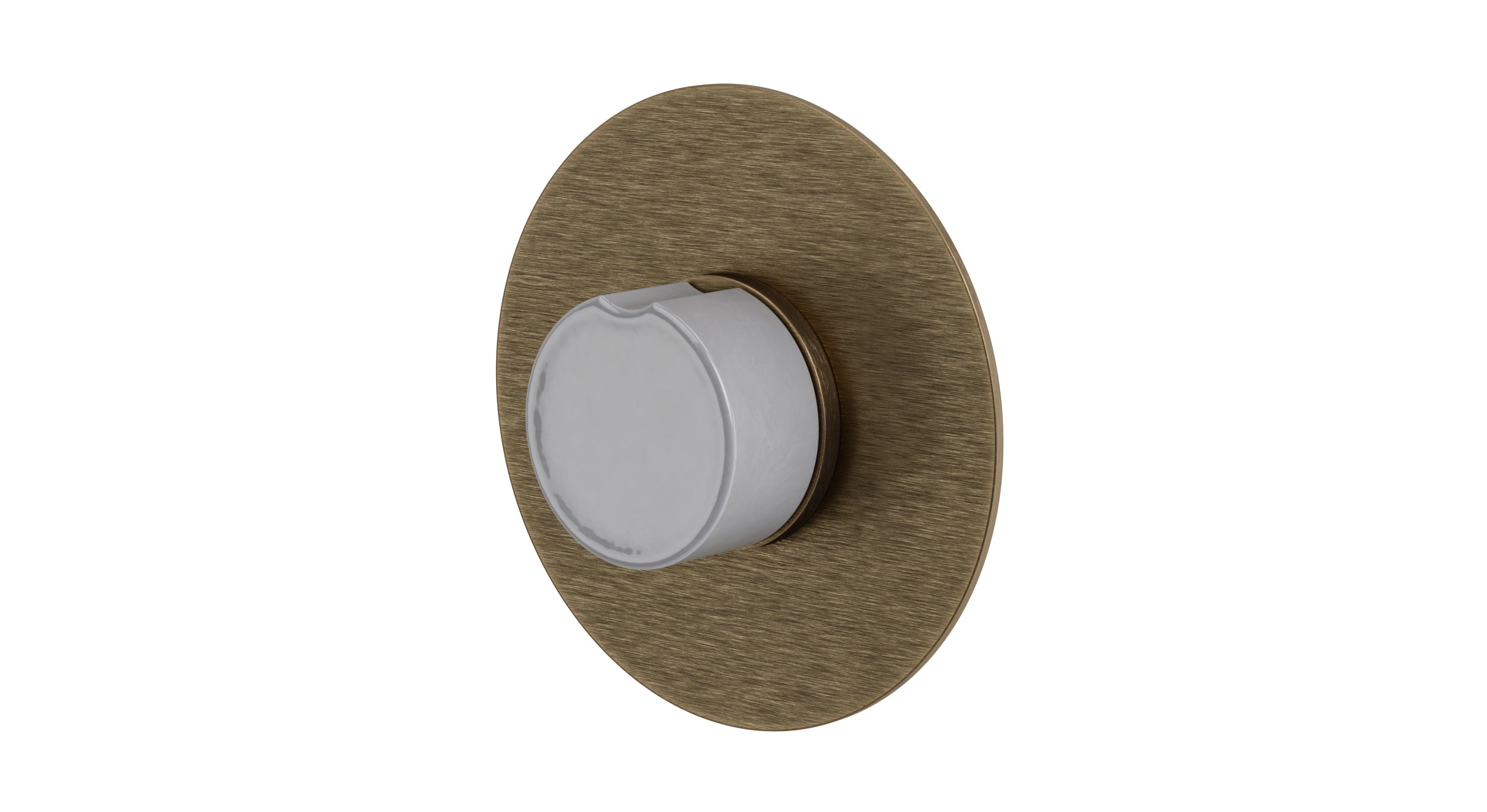 Foundry One Handle Wall Mount Shower Trim with Groove Ceramic Knob Handle in Antique Brass