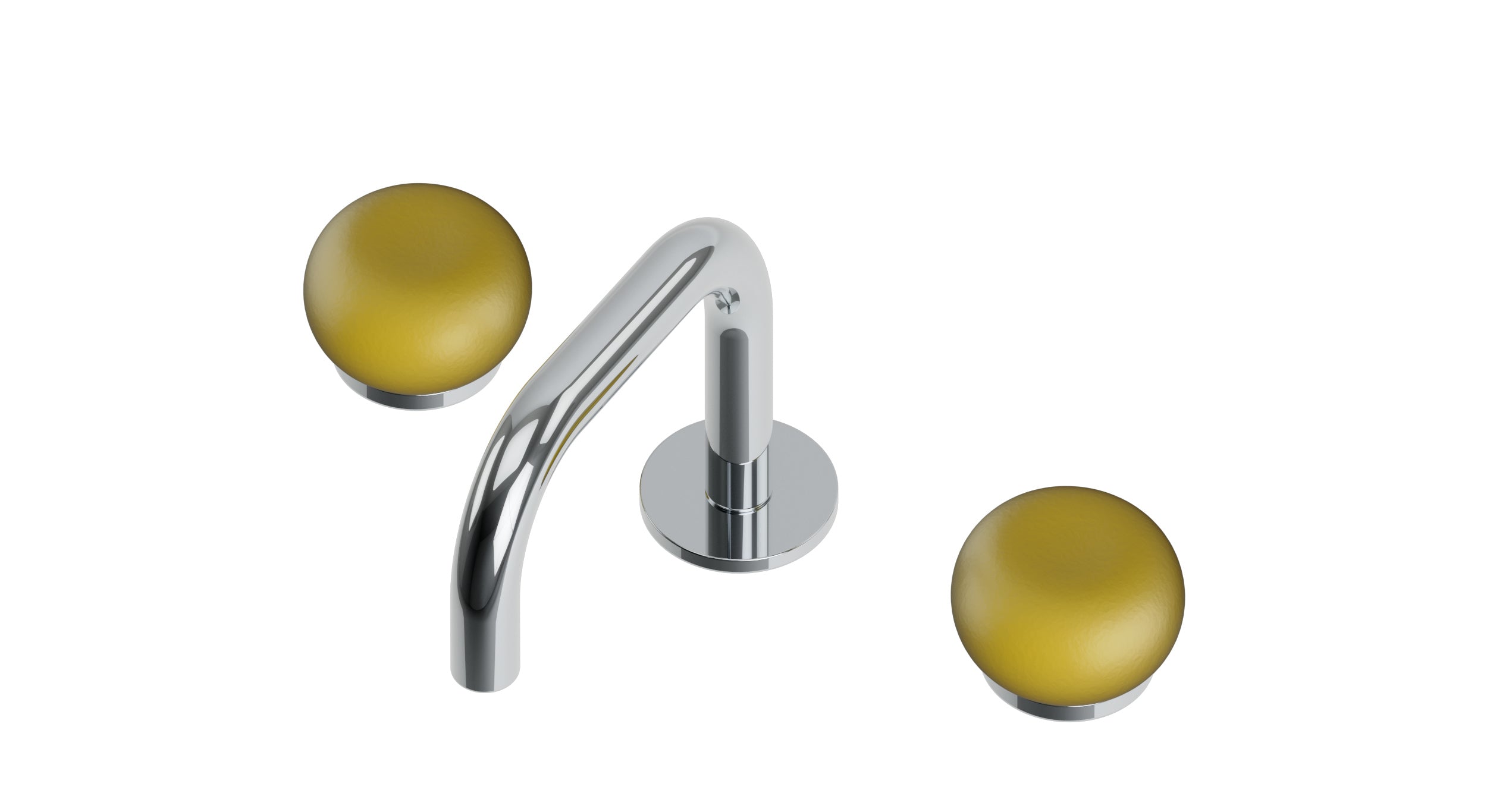 Foundry Two Handle Deck Mount Squaretop Lavatory Faucet with Pebble Ceramic Knob Handles in Polished Chrome