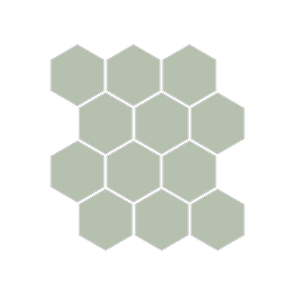 2" Hexagon Sheeted Original Ceramic Mosaic Tile in Rosemary Matte