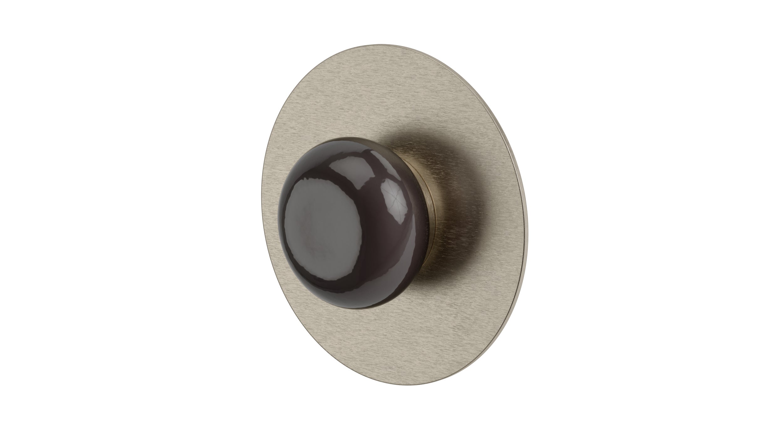 Foundry One Handle Wall Mount Shower Trim with Pebble Ceramic Knob Handle in Satin Nickel