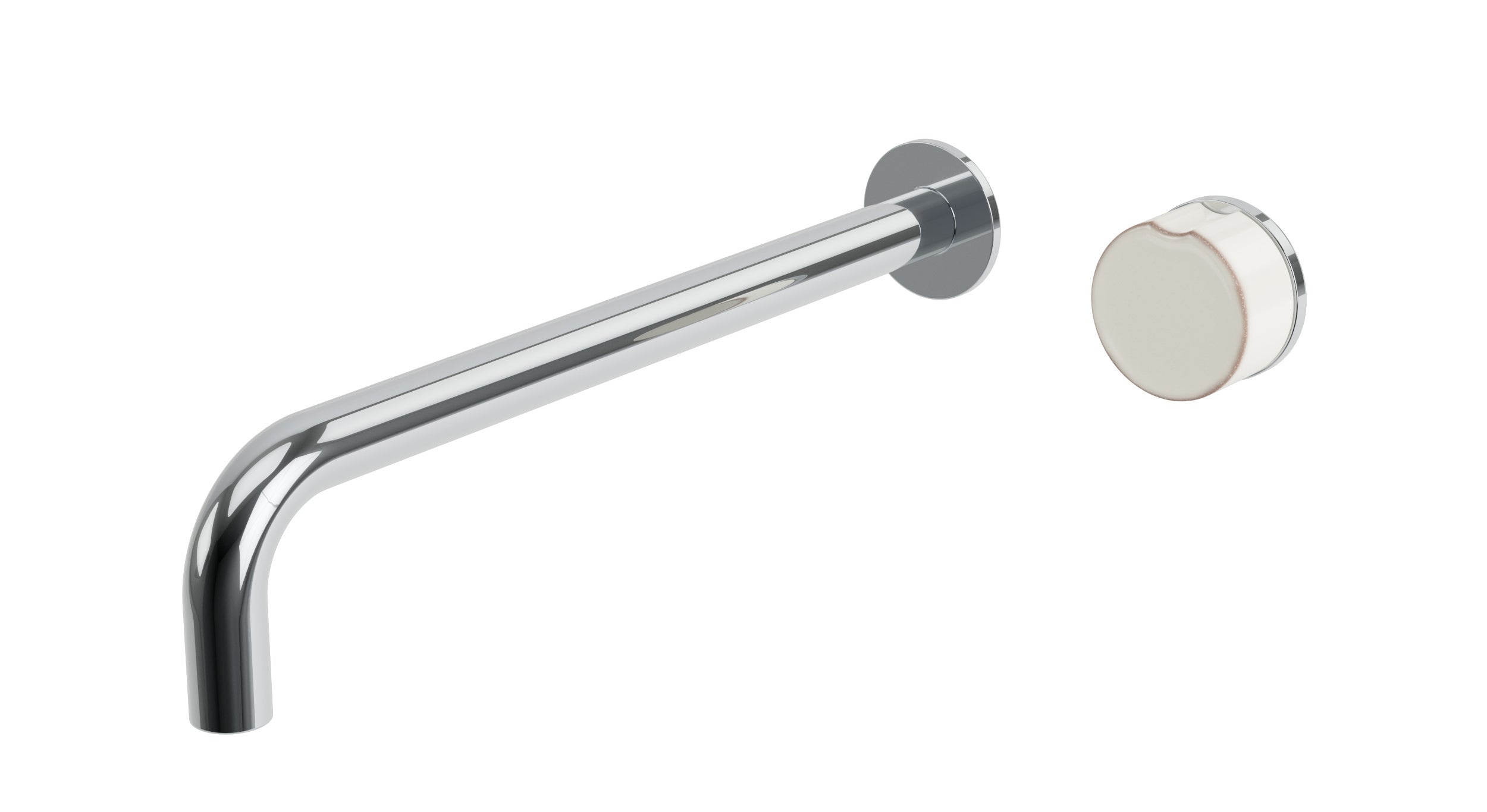 Foundry One Handle Wall Mount 12" Lavatory Faucet with Groove Ceramic Knob Handle in Polished Chrome