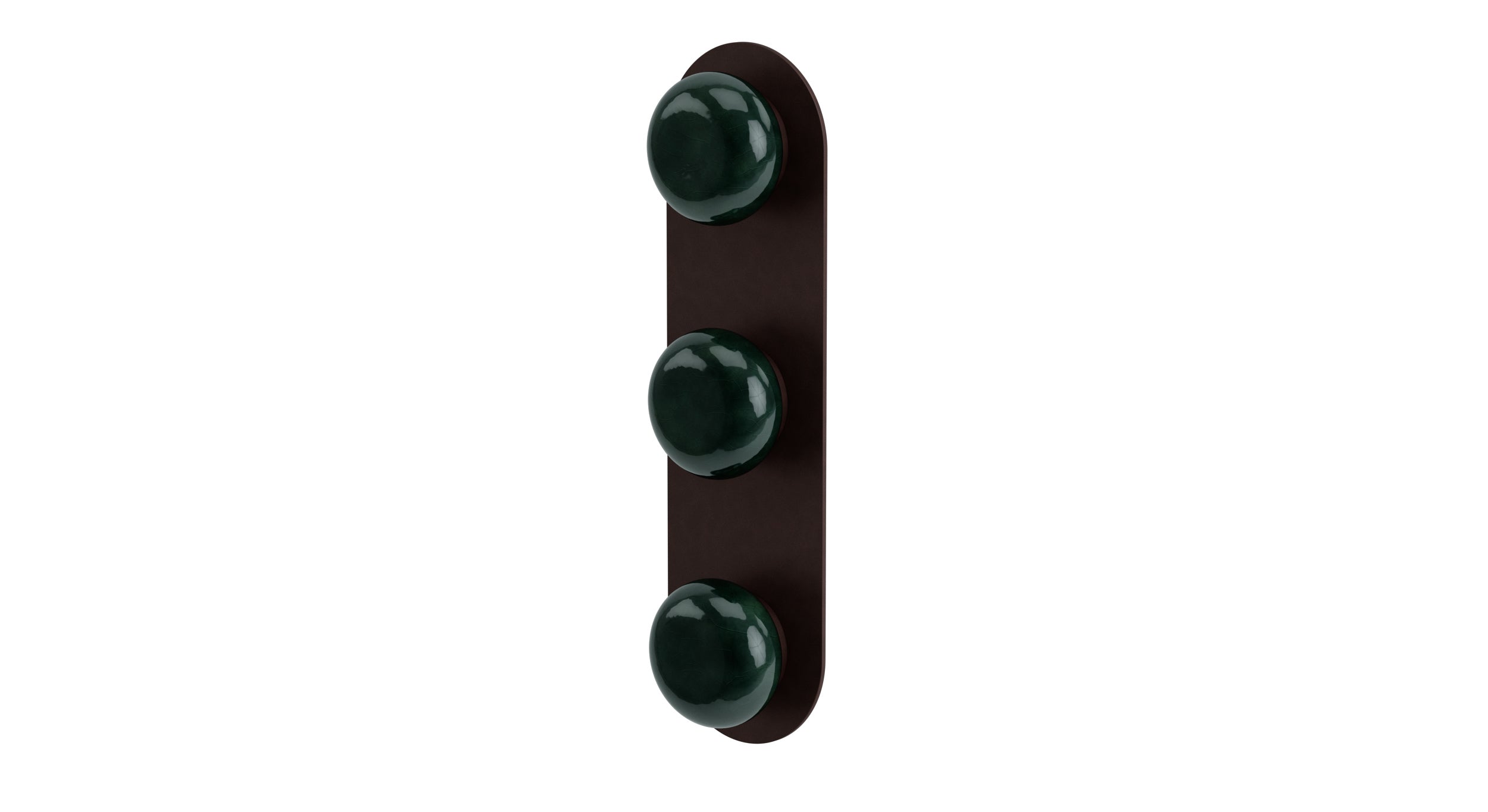 Foundry Three Handle Wall Mount Shower Trim with Pebble Ceramic Knob Handles in Architectural Copper