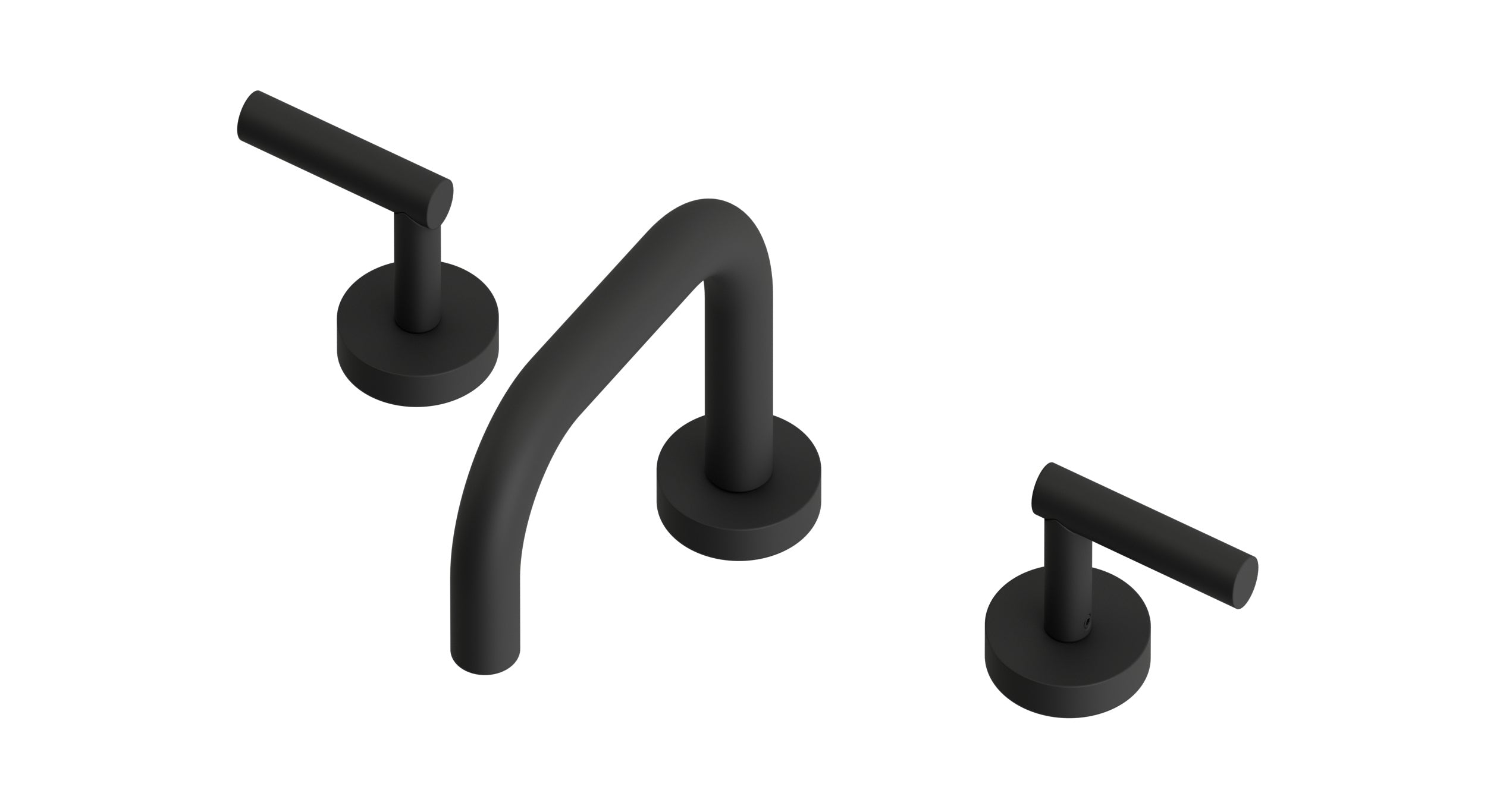 Contour Two Handle Deck Mount Squaretop Lavatory Faucet with Soft Lever Handles in Matte Black