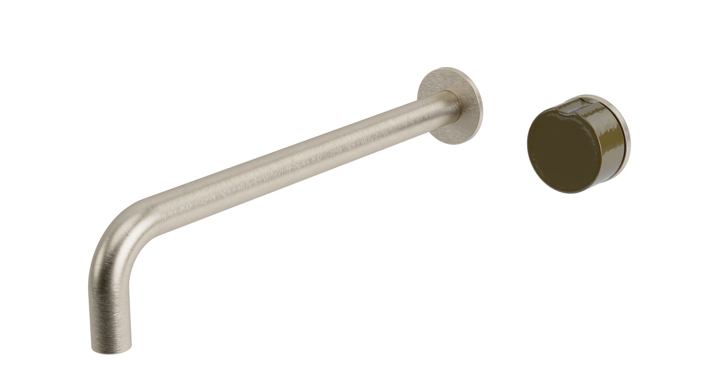 Foundry One Handle Wall Mount 12" Lavatory Faucet with Groove Ceramic Knob Handle in Satin Nickel