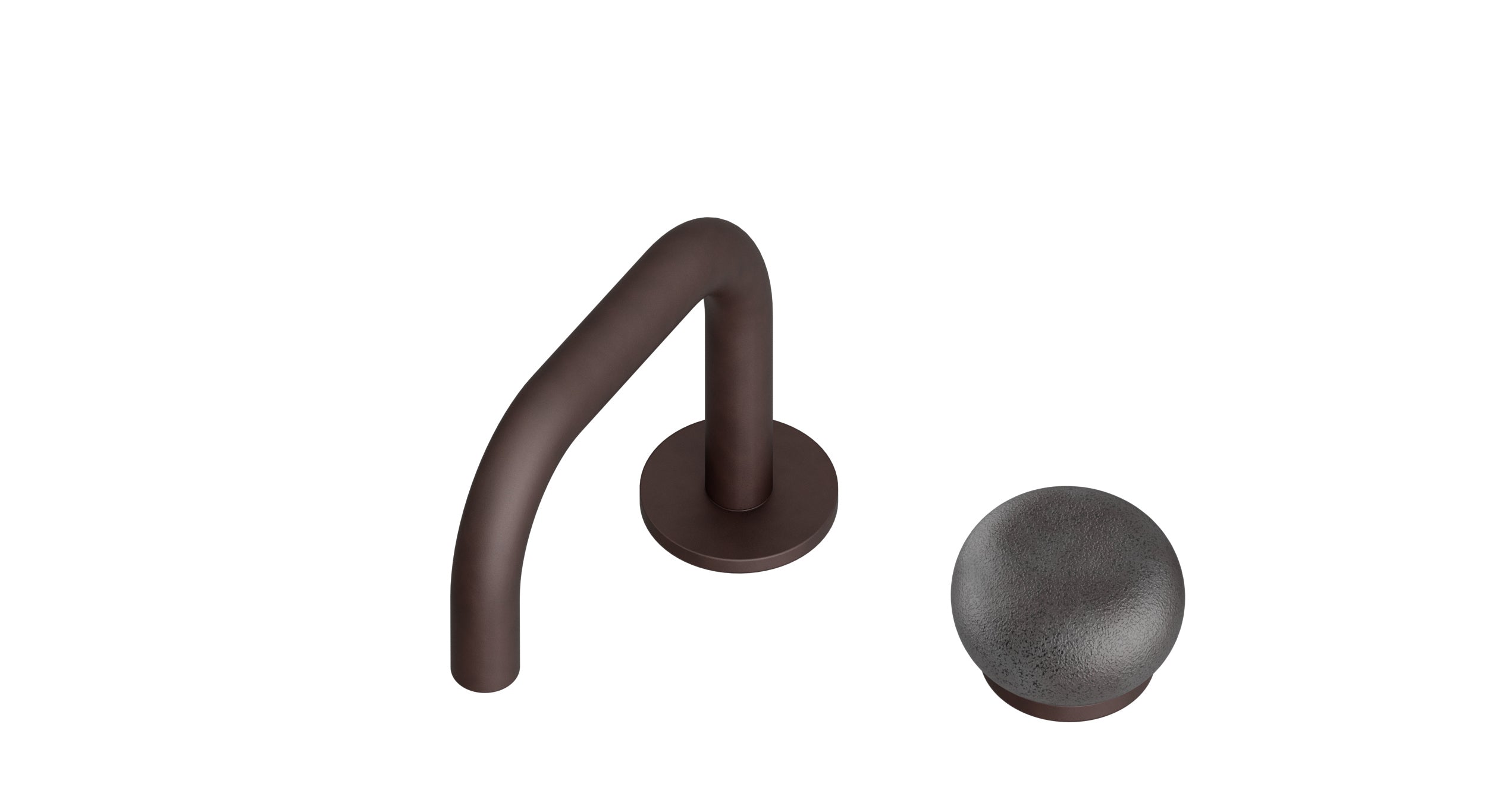 Foundry One Handle Deck Mount Squaretop Lavatory Faucet with Pebble Ceramic Knob Handle in Architectural Copper