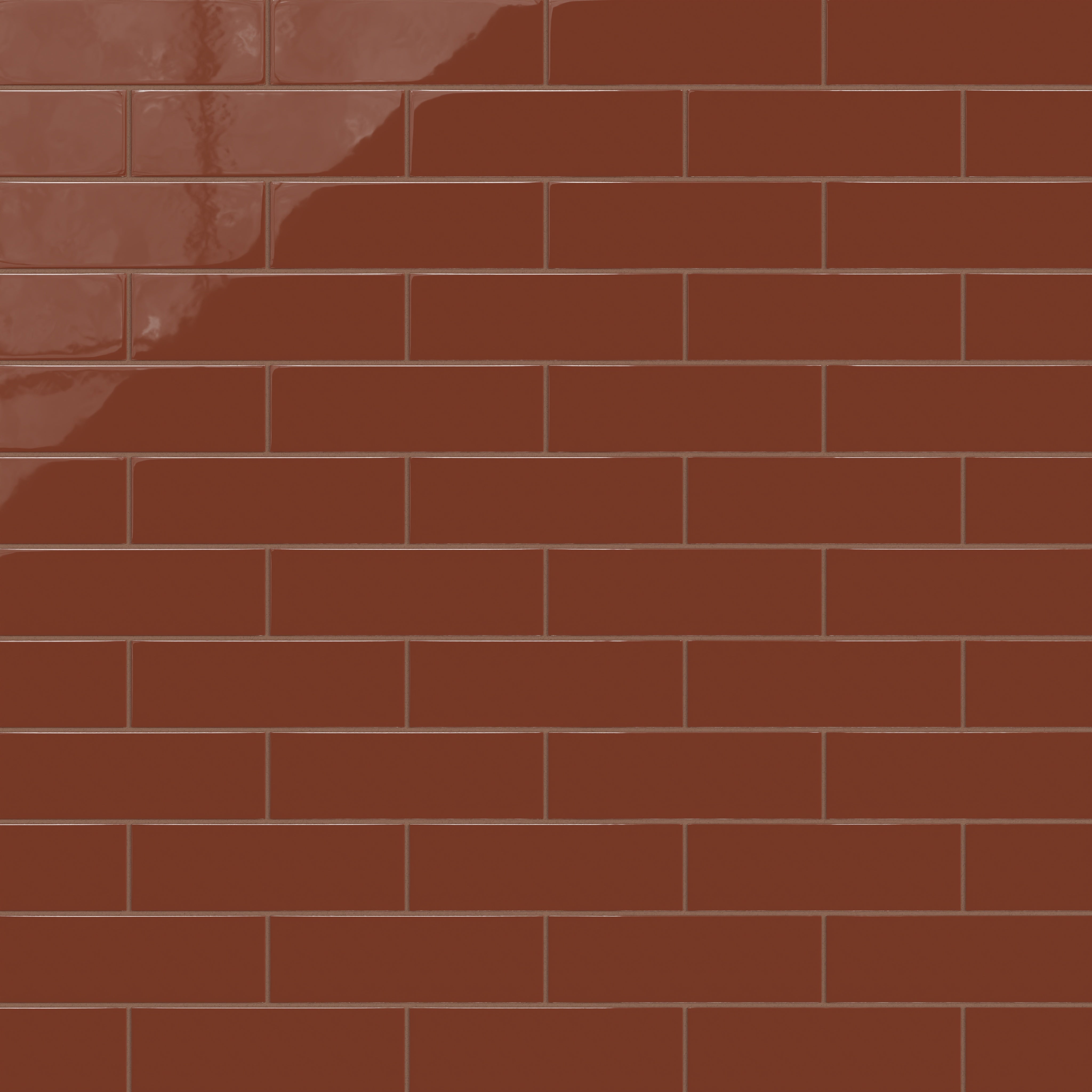 3x9 Natural Press Ceramic Tile in Red Iron Oxide Gloss