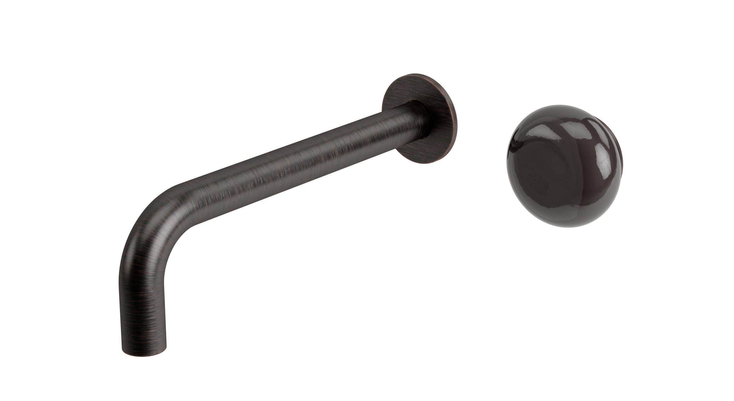 Foundry One Handle Wall Mount 7.5" Lavatory Faucet with Pebble Ceramic Knob Handle in Antique Bronze