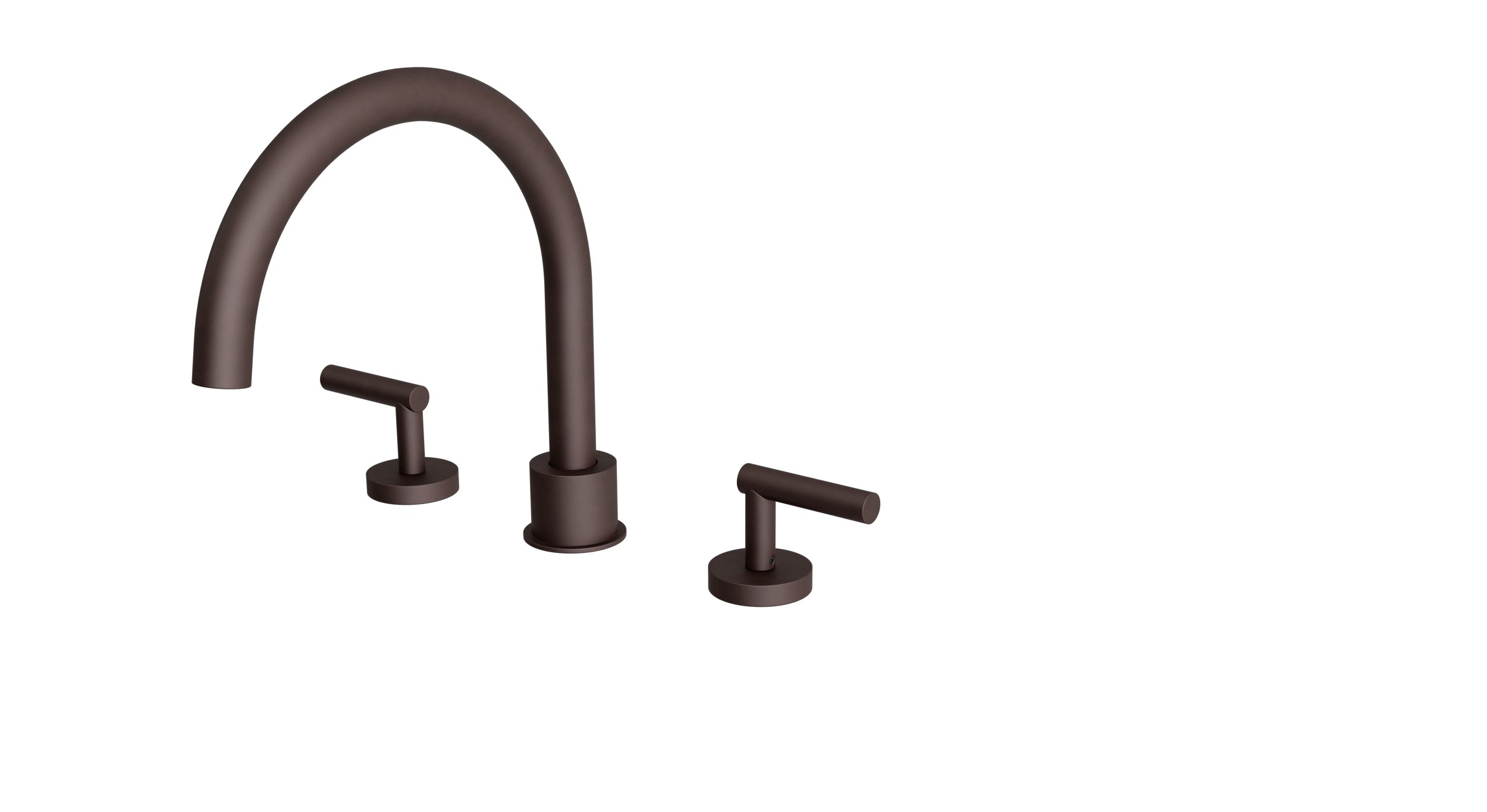 Contour Two Handle Deck Mount Gooseneck Bath Trim with Soft Lever Handles in Architectural Copper