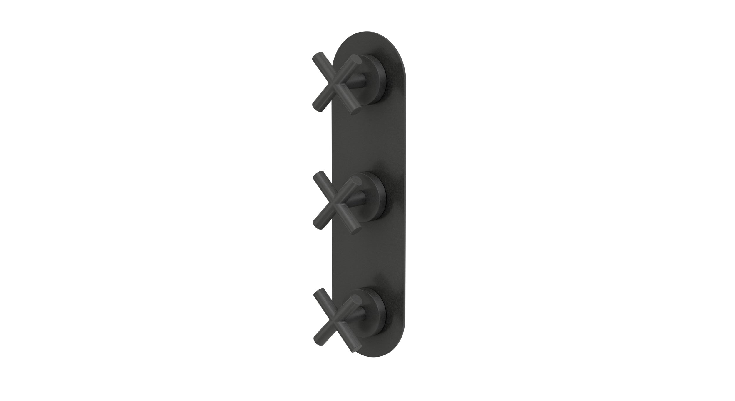 Contour Three Handle Wall Mount Shower Trim with Soft Cross Handles in Blackened Nickel