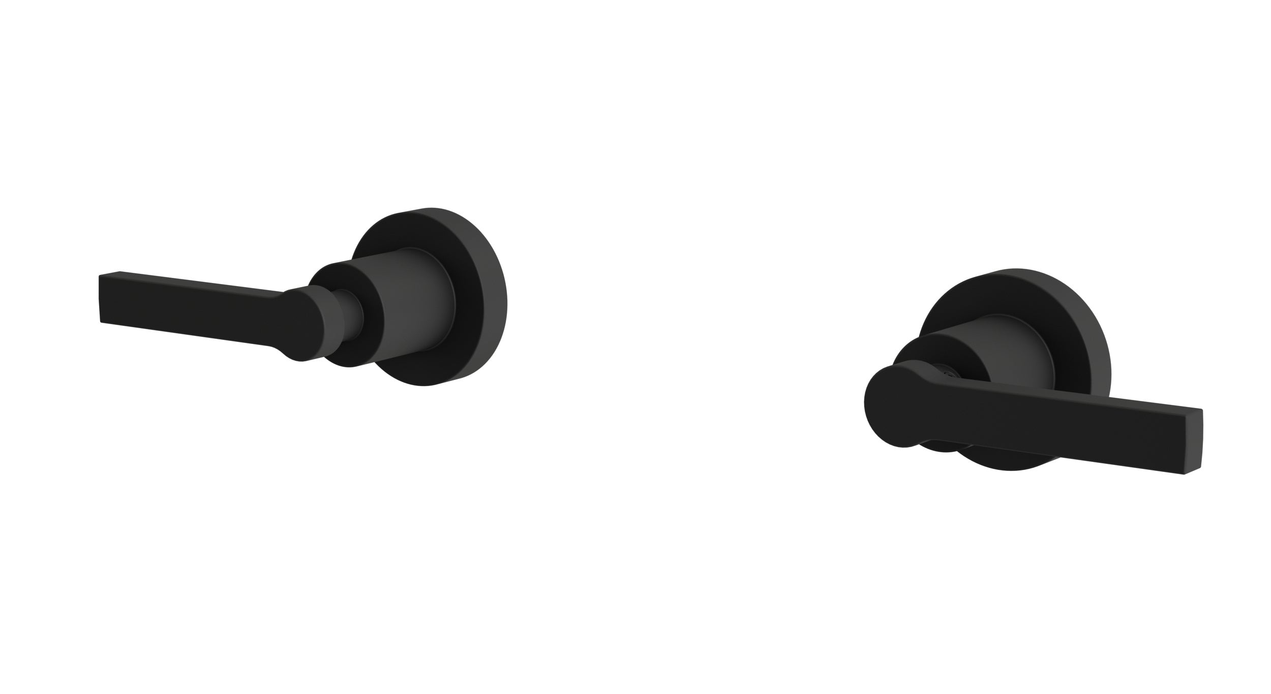 Flatiron Two Handle Wall Mount Bath Trim with Linear Lever Handles in Matte Black