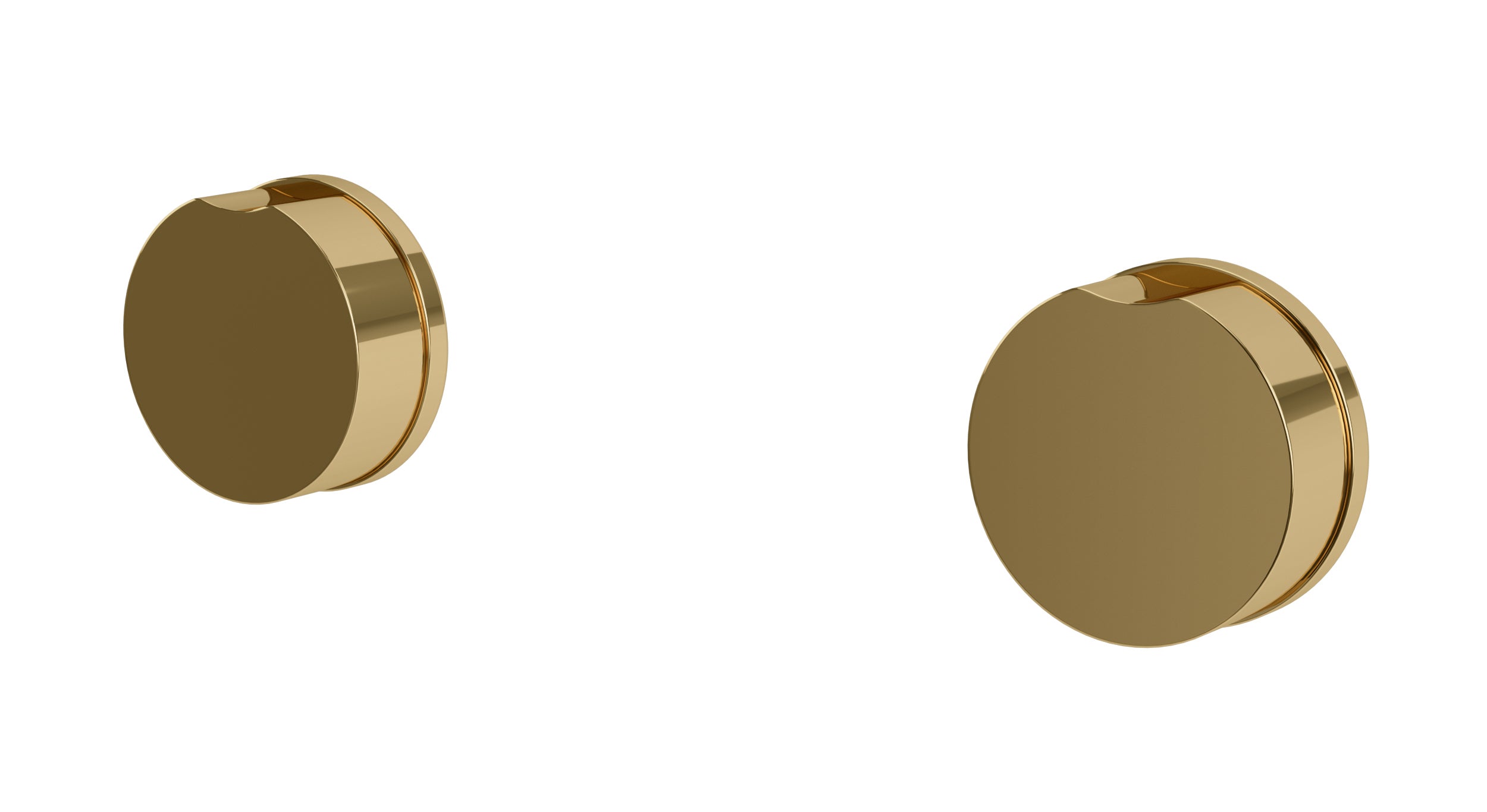 Foundry Two Handle Wall Mount Bath Trim with Barrel Knob Handles in Polished Brass