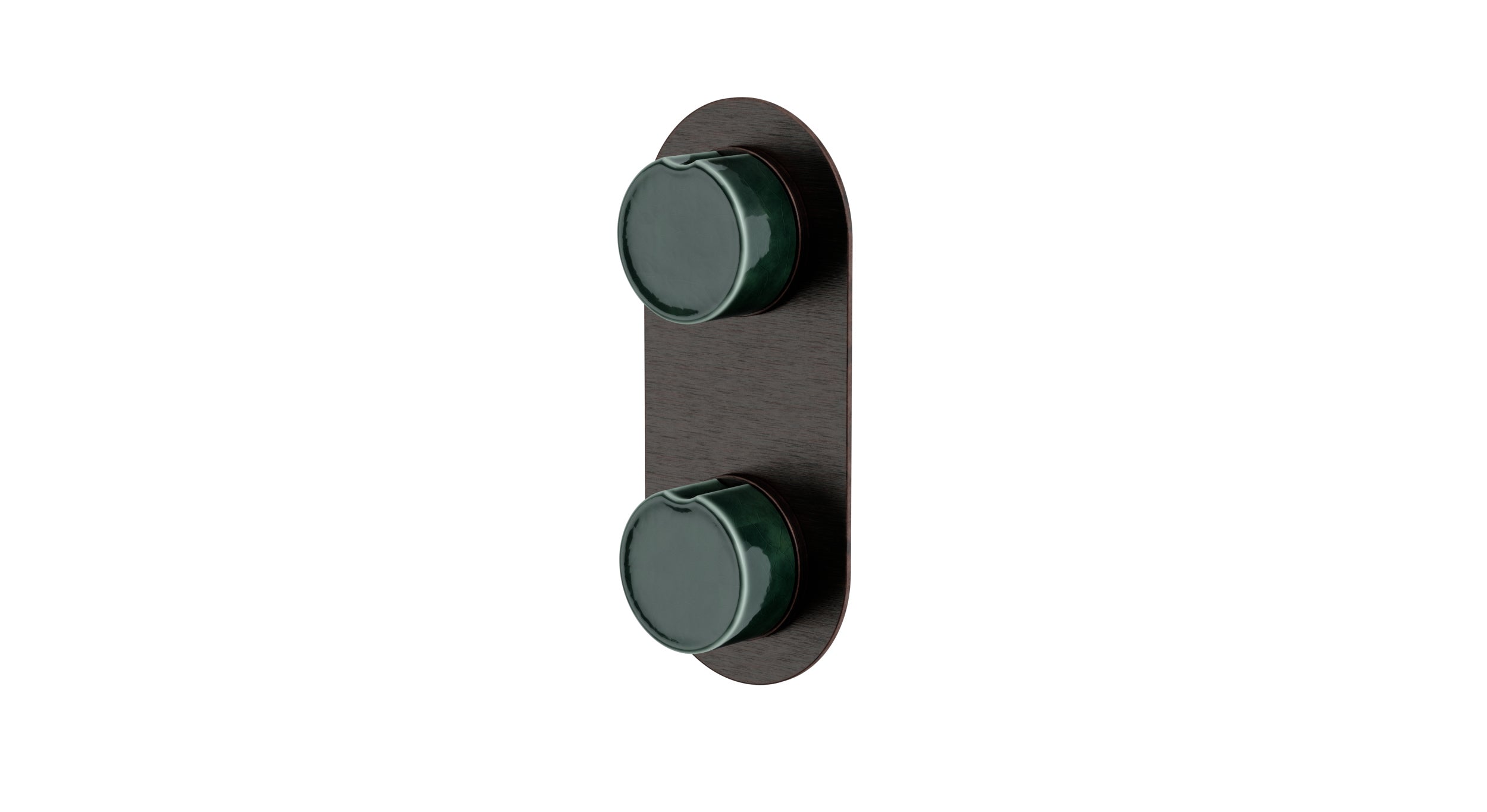 Foundry Two Handle Wall Mount Shower Trim with Groove Ceramic Knob Handles in Antique Bronze