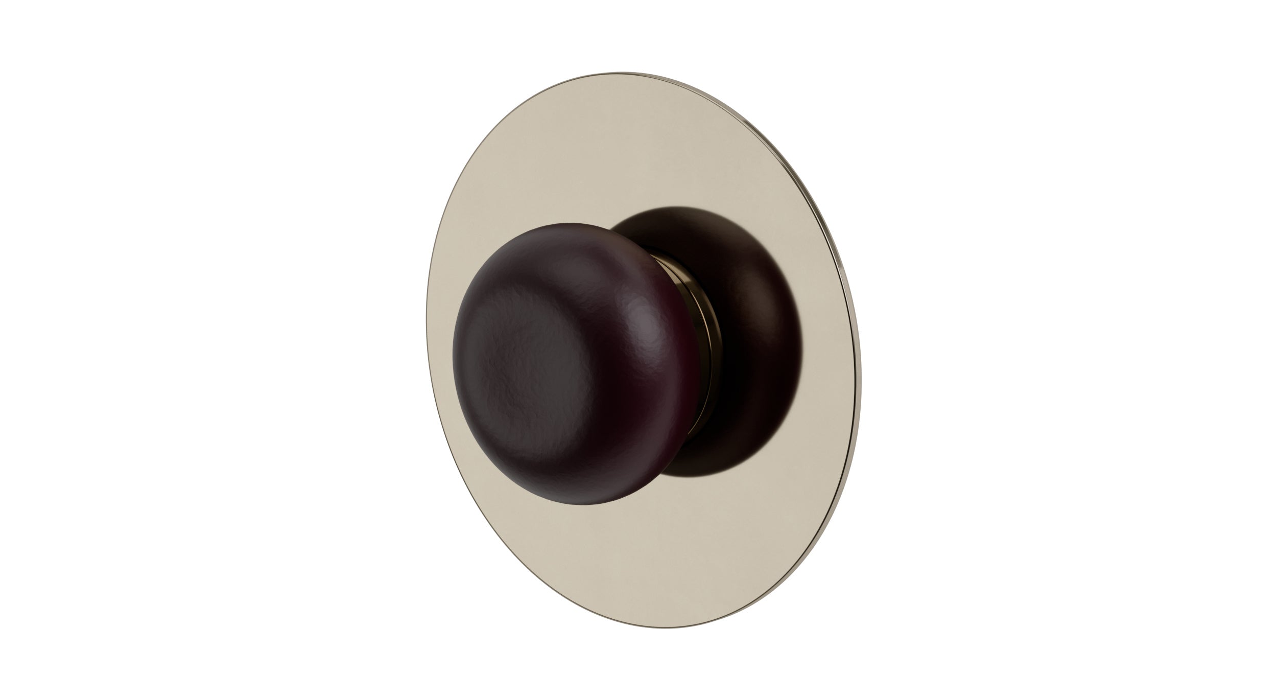 Foundry One Handle Wall Mount Shower Trim with Pebble Ceramic Knob Handle in Polished Nickel