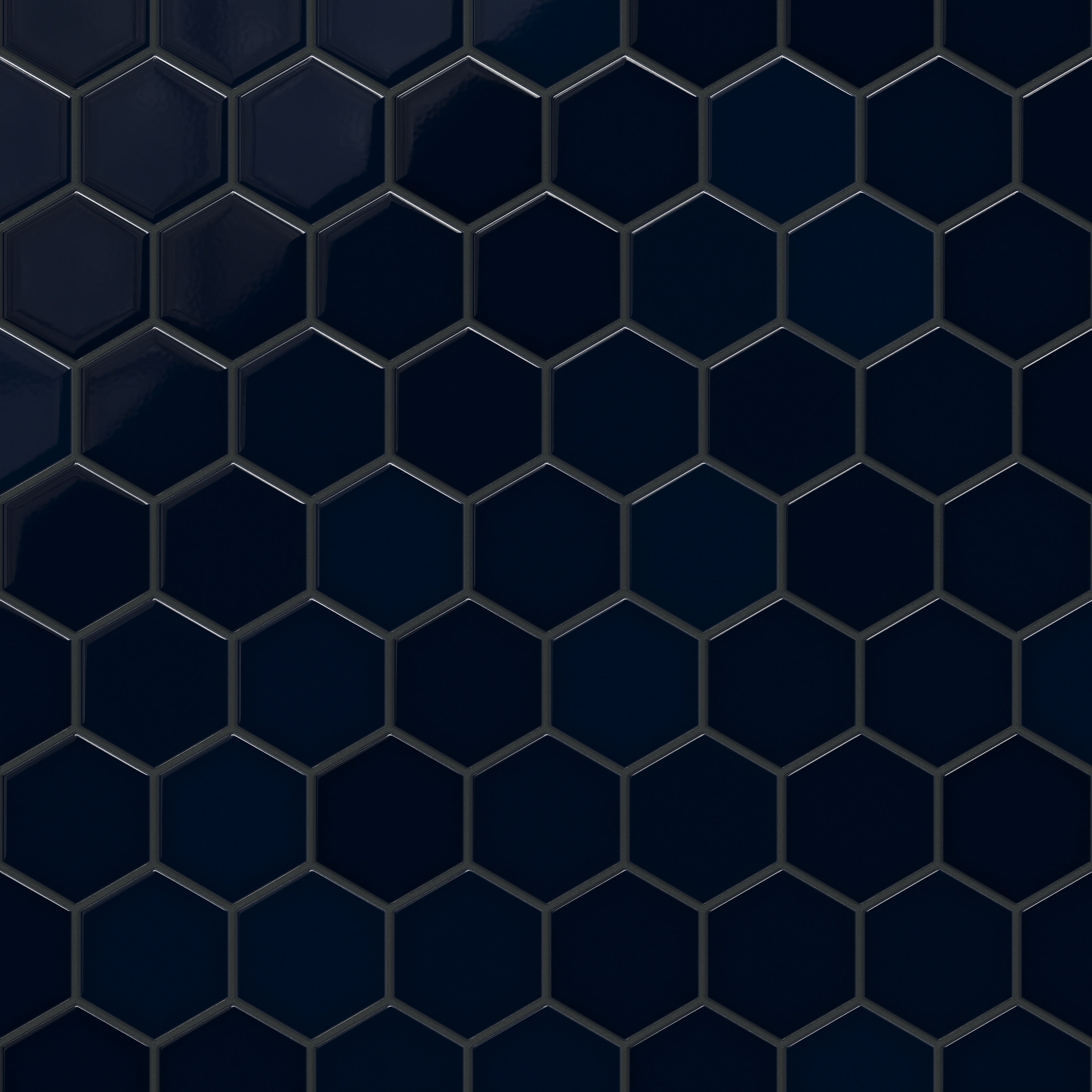 4" Hexagon Original Ceramic Tile in Navy Blue Gloss