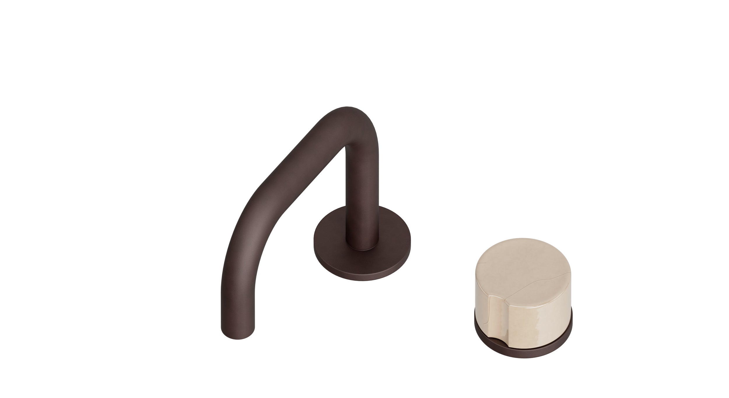 Foundry One Handle Deck Mount Squaretop Lavatory Faucet with Groove Ceramic Knob Handle in Architectural Copper