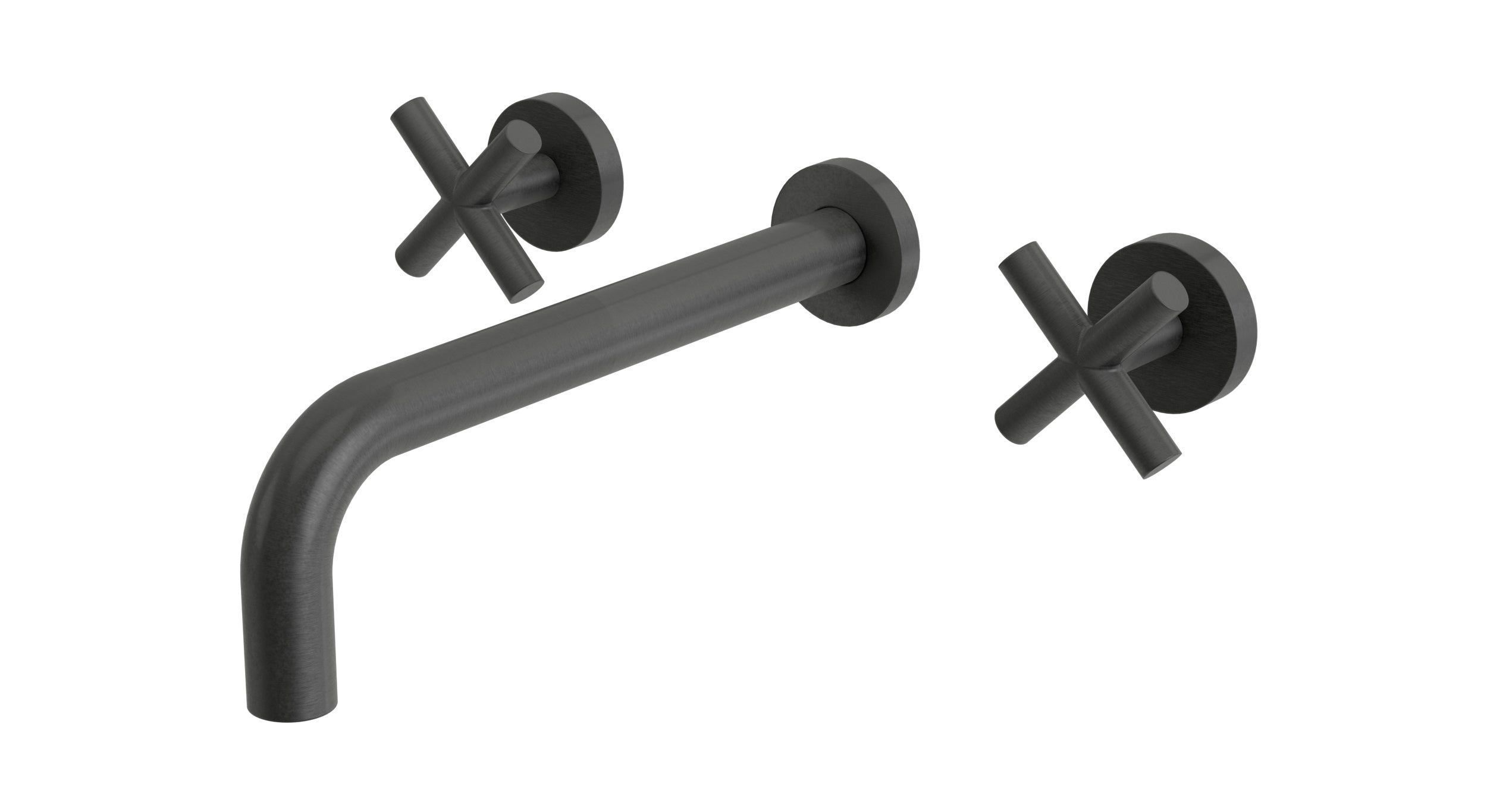 Contour Two Handle Wall Mount 10" Lavatory Faucet with Soft Cross Handles in Blackened Nickel