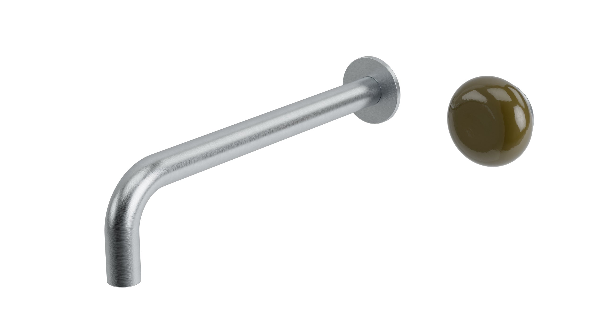 Foundry One Handle Wall Mount 10" Lavatory Faucet with Pebble Ceramic Knob Handle in Satin Chrome
