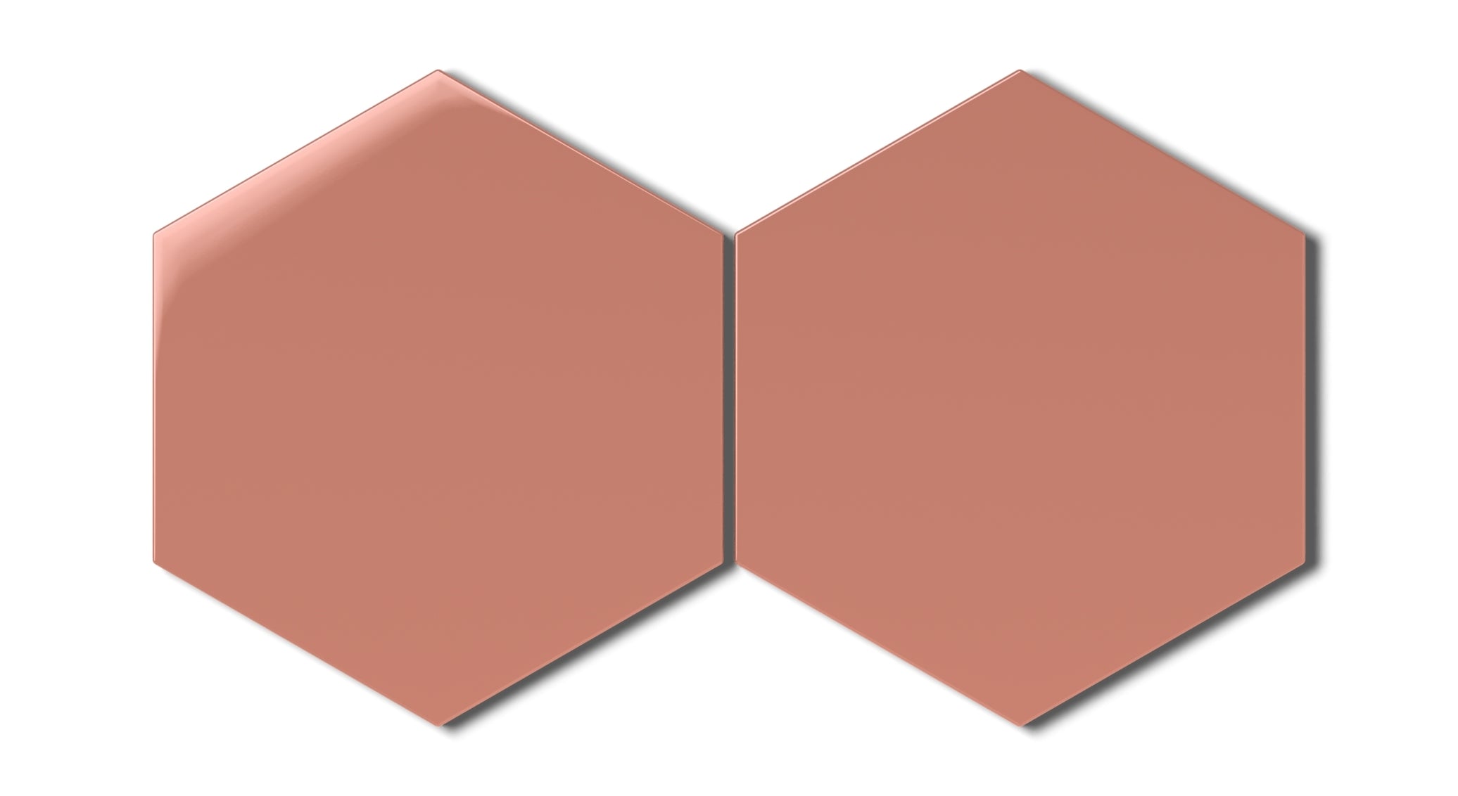 8" Hexagon Natural Press Ceramic Tile in Madder Red Gloss