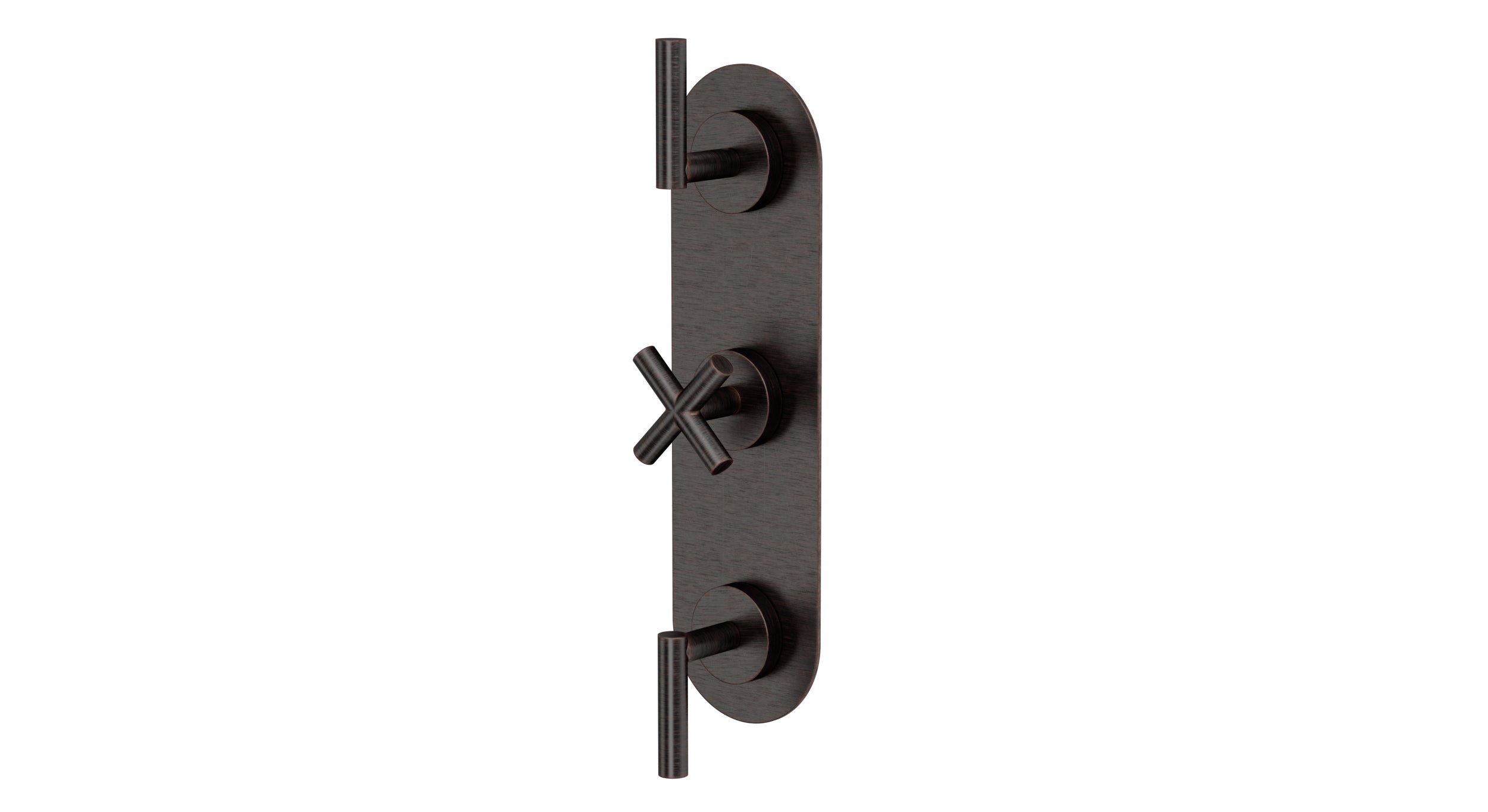 Contour Three Handle Wall Mount Shower Trim with Soft Cross/Soft Lever Handles in Antique Bronze