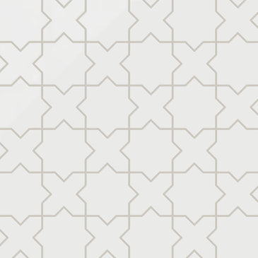 Mini Star & Cross Original Ceramic Tile in Calcite Gloss