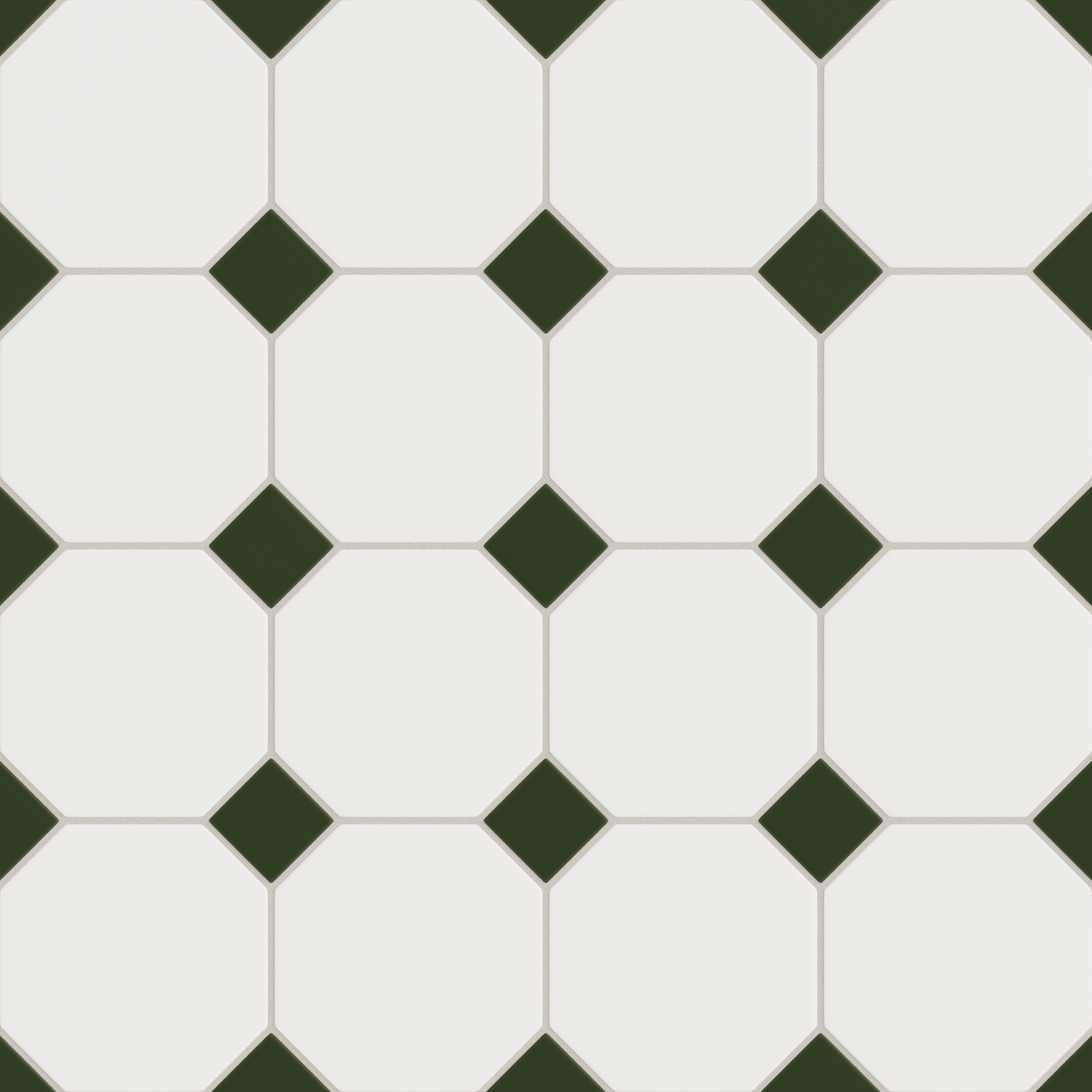 Gramercy Original Ceramic Tile in Calcite Matte & Hunter Green Matte