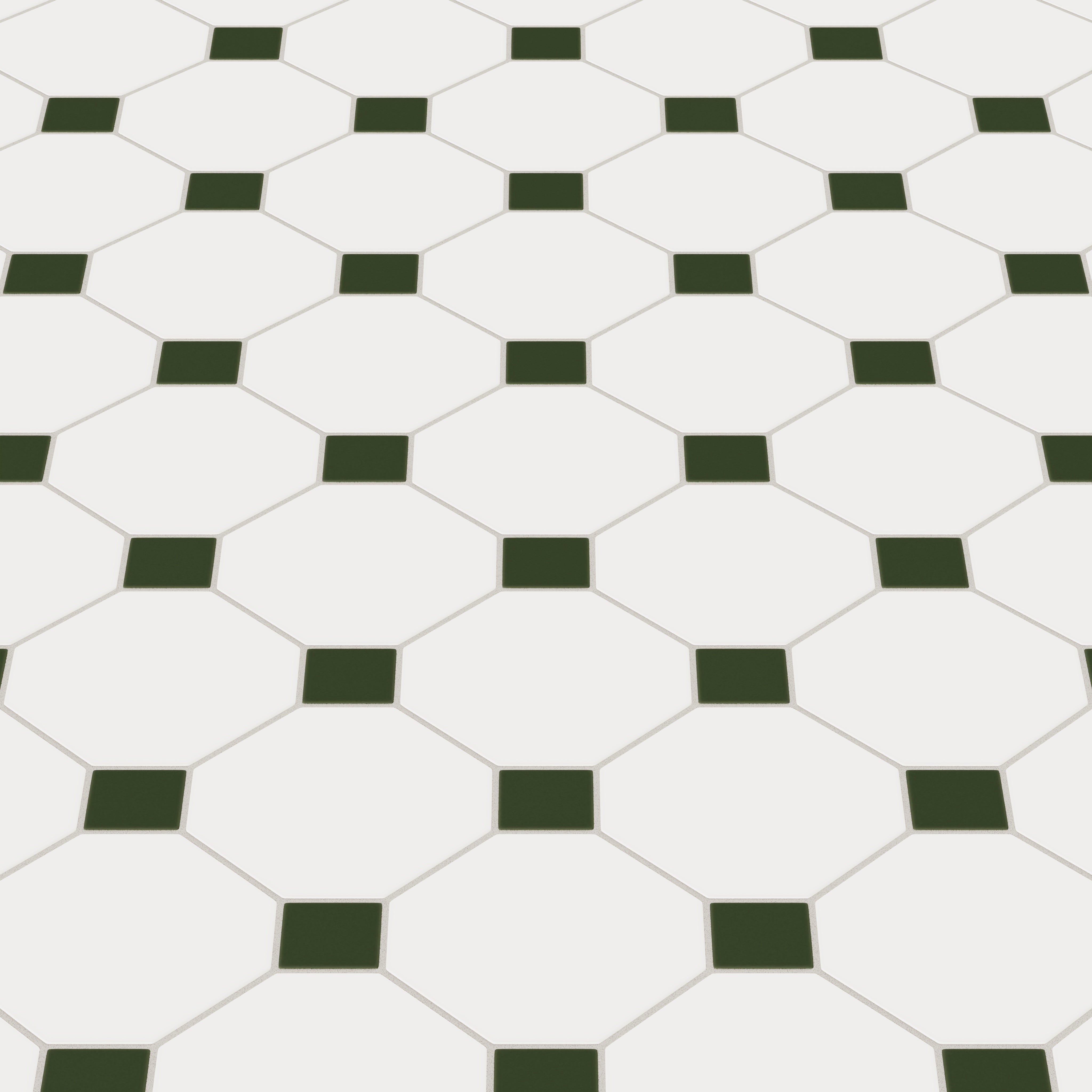 Gramercy Original Ceramic Tile in Calcite Matte & Hunter Green Matte