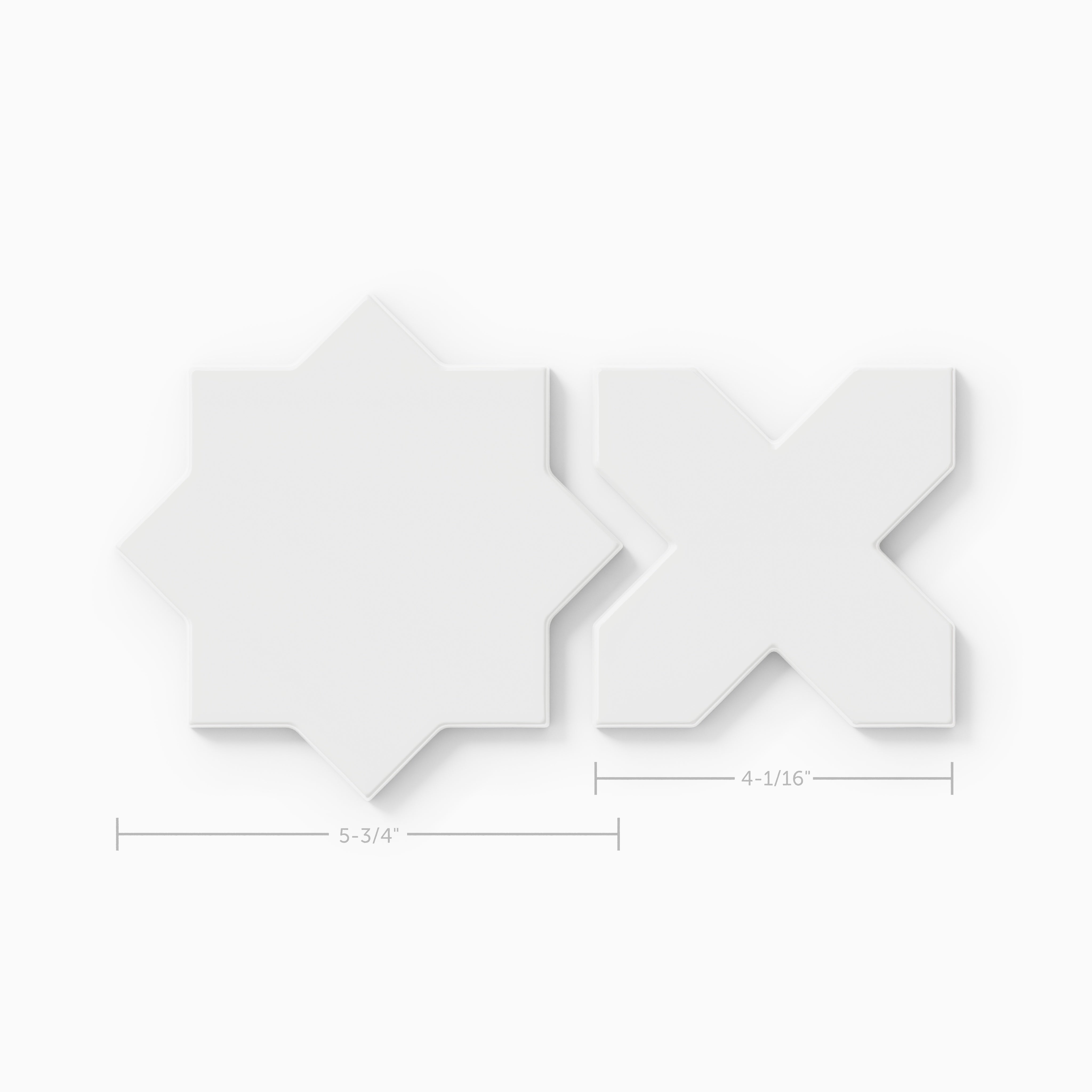 Mini Star & Cross Original Ceramic Tile in Calcite Matte